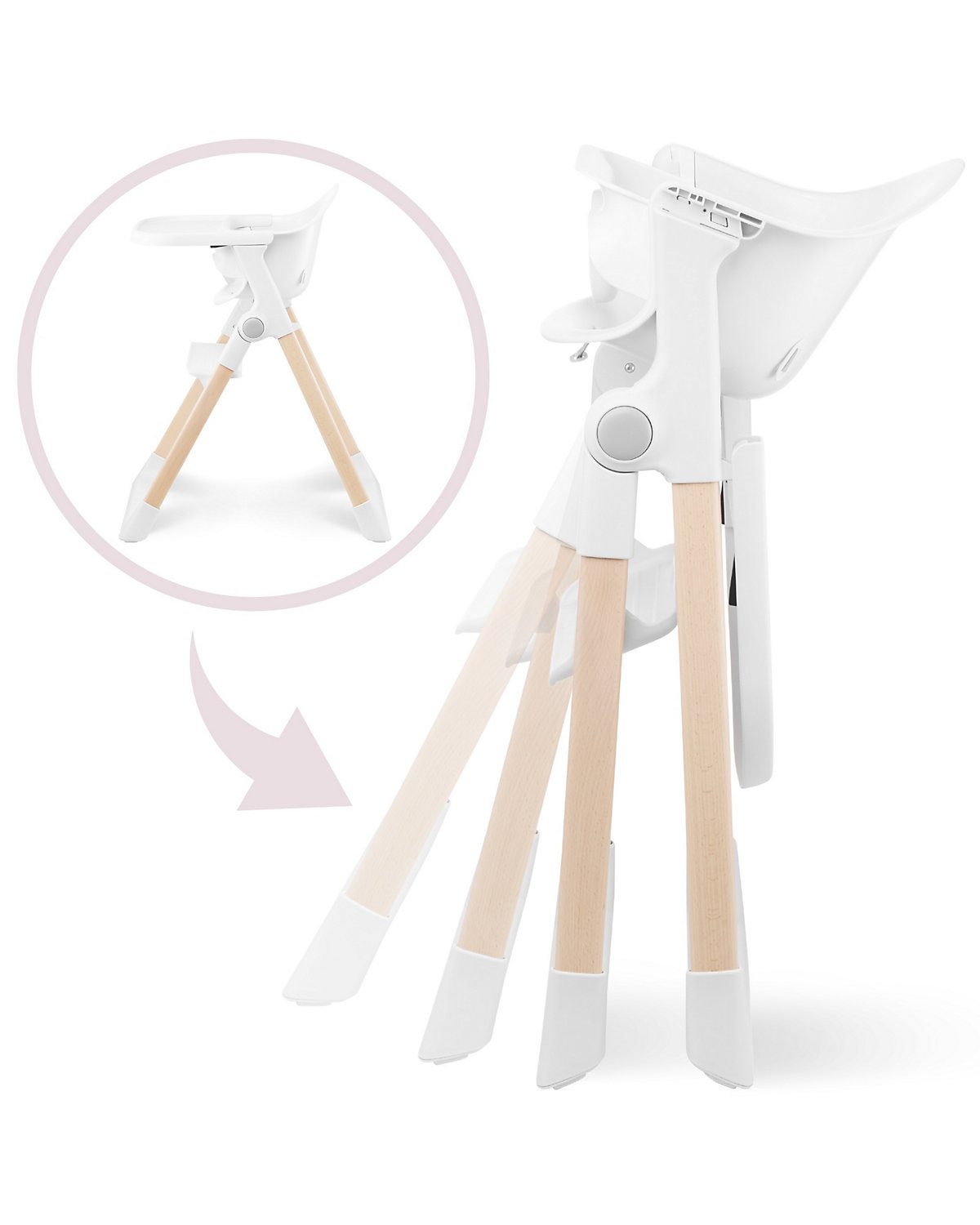 Kinder Hochstuhl Nina, Hochstuhl mit Tablett und Fußstütze für Kinder