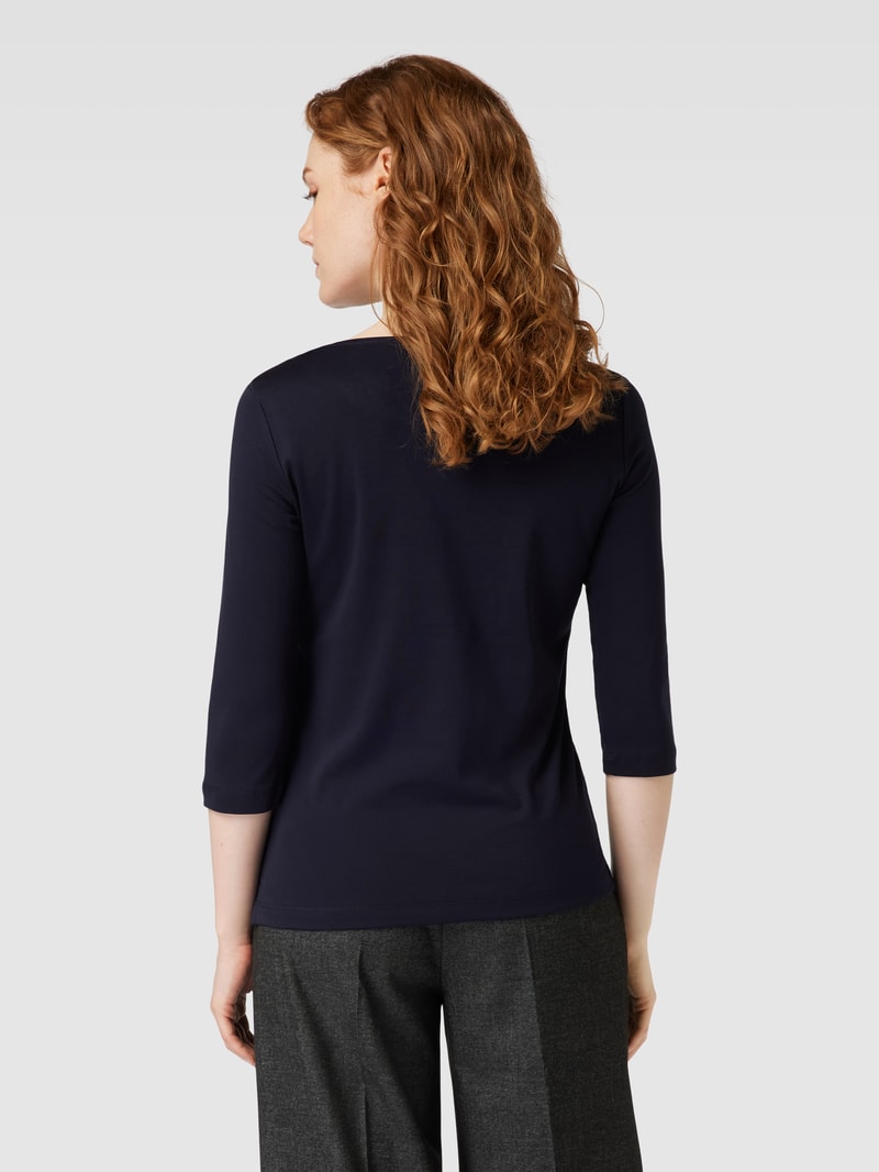 T-Shirt mit Ziersteinbesatz in dunkelblau