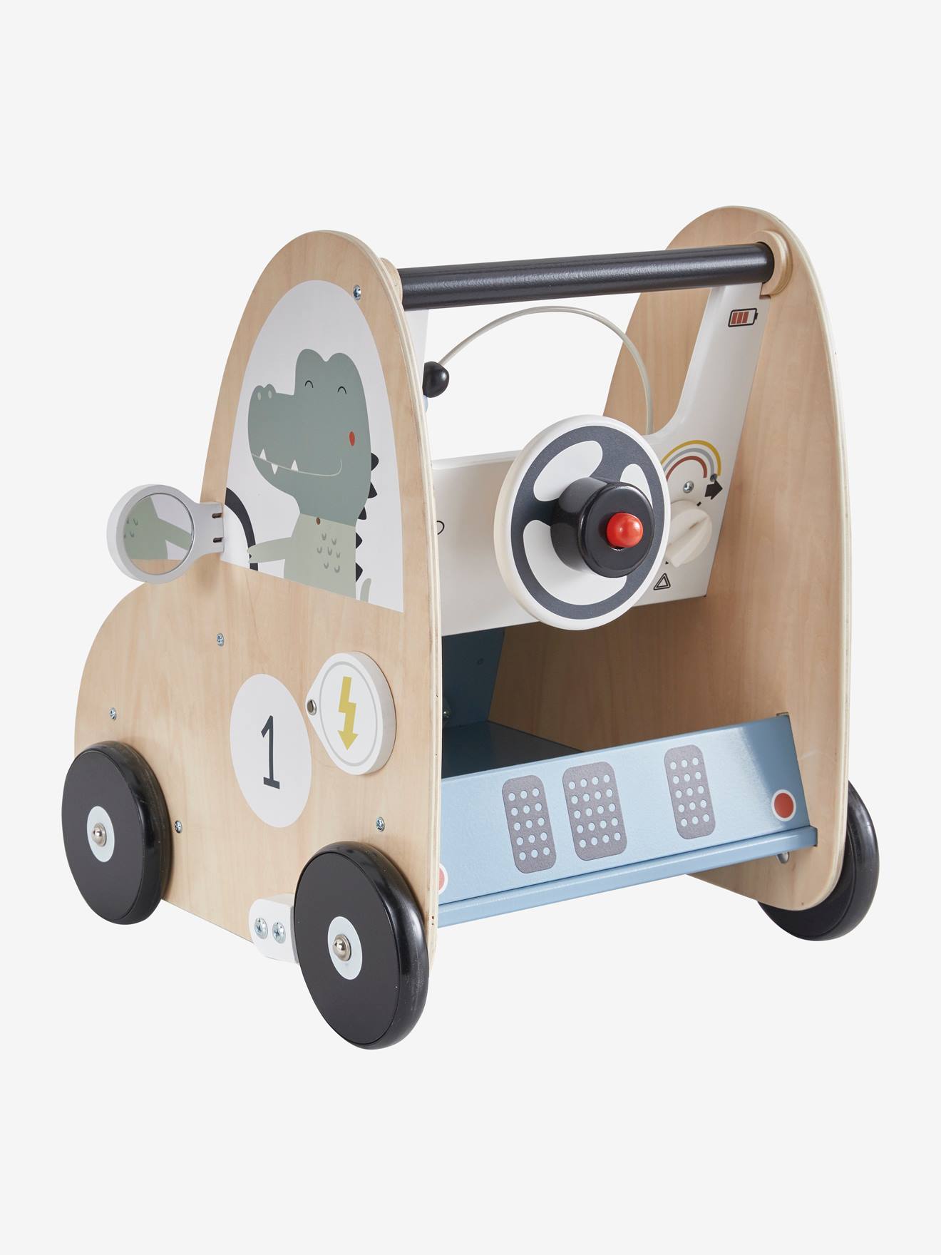 Vertbaudet Baby Lauflernwagen mit Bremse, Holz FSC - mehrfarbig