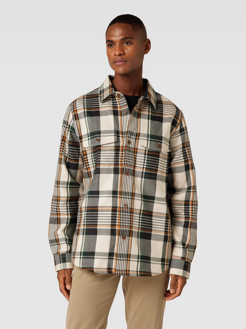 Overshirt mit Karomuster Modell 'Twill' in kitt