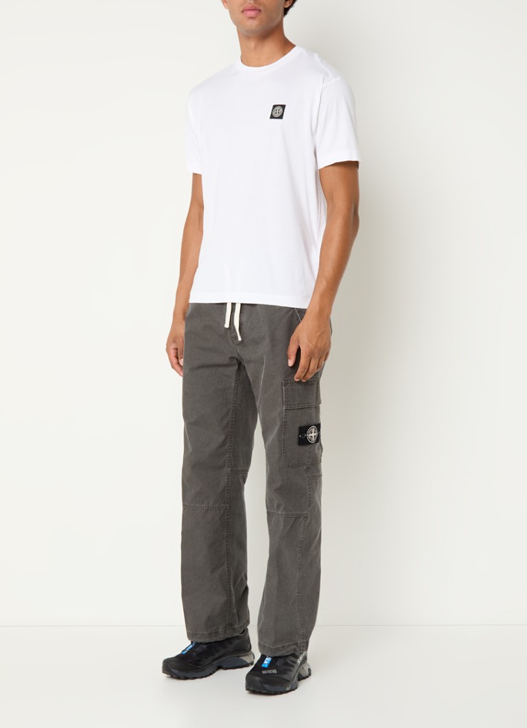 Pantaloni cargo Stone Island 32T1 cu croială dreaptă din amestec de lyocell și logo