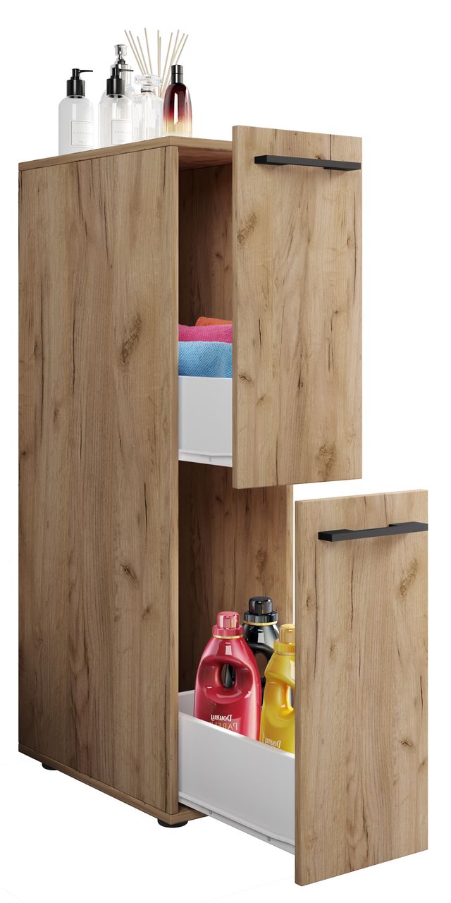 VCM Badmöbel Nischenschrank Raumteiler Badschrank Midischrank Schublade Sadilo L Honig-Eiche