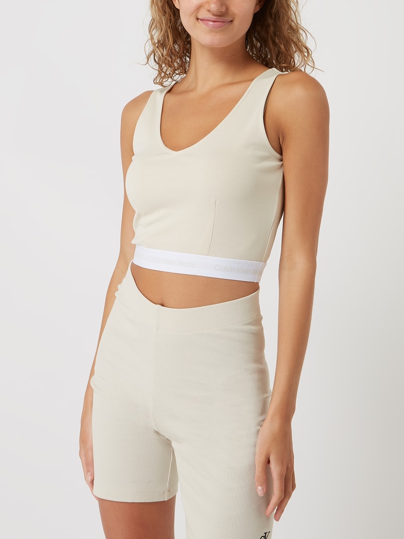 Crop Top mit Logo-Bund  in offwhite