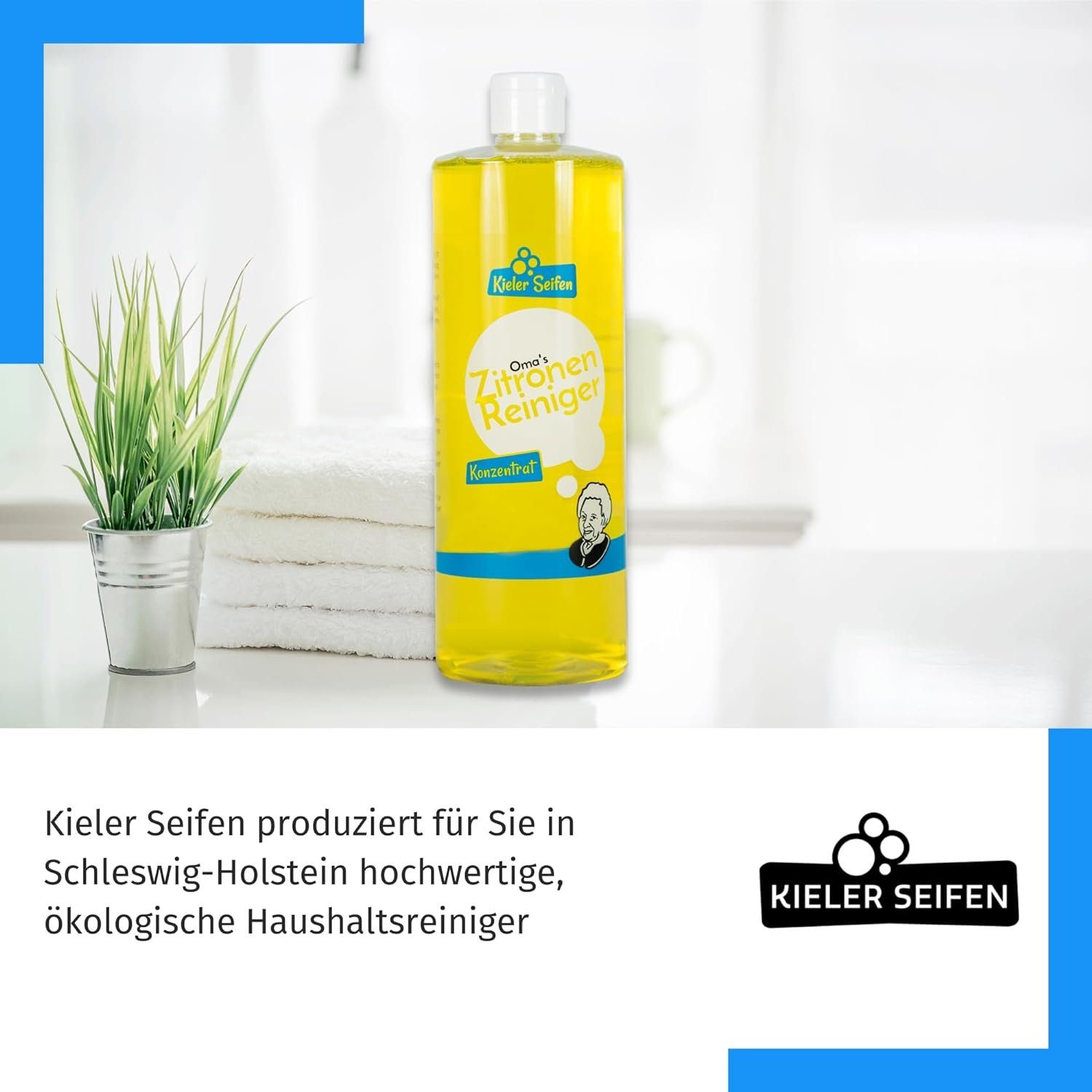 Kieler Seifen Zitronenreiniger Essigreiniger (Sparset, [- 2 x 1.000 ml 1L Konzentrat Kalklöser für Bad, Küche und Sanitär)