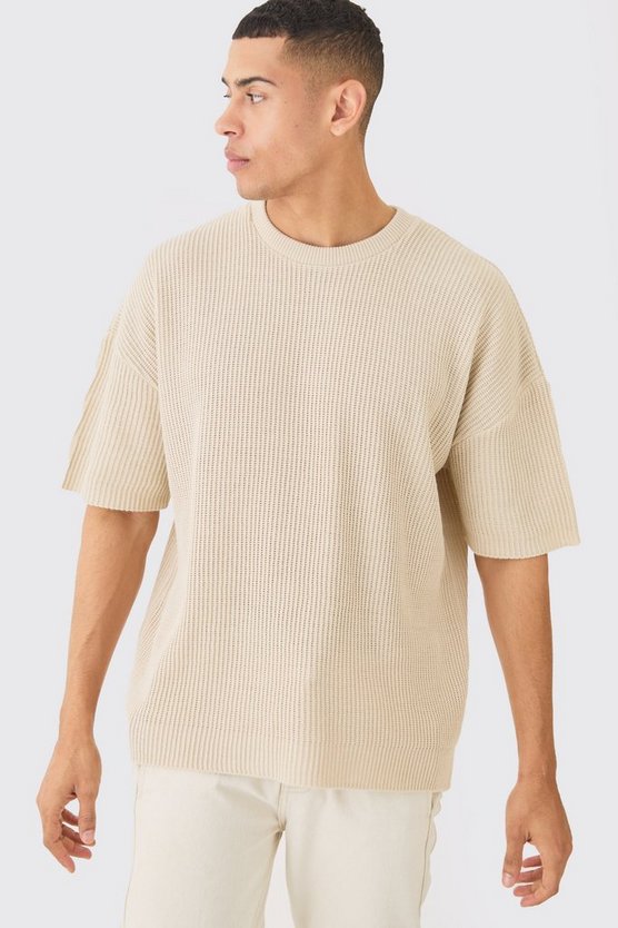 Geripptes Oversize T-Shirt
