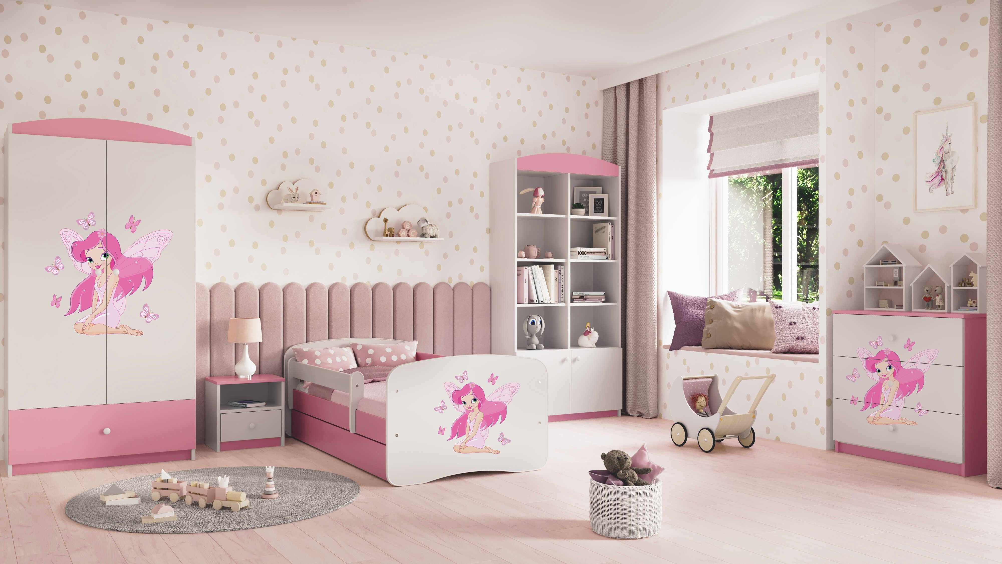 Bjird Kinderbett Babydream 180x80 cm 160x80 cm 140x70 cm (optional mit Matratze, mit Schublade Rausfallschutz und Lattenrost), verschieden Farben und Varianten für Mädchen und Jungen