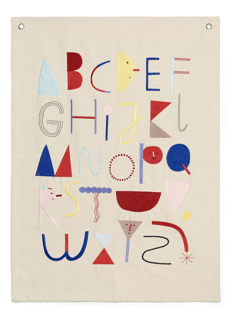 ferm LIVING  Alphabet Fabric print van biologisch katoen 50 x 70 cm