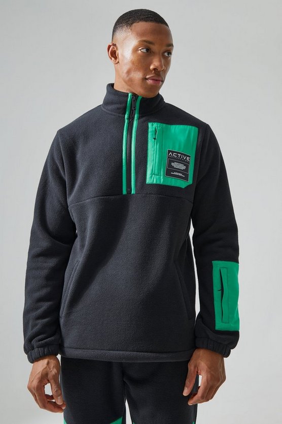 Fleece Sweatshirt mit Trichterkragen und 1/4 Reißverschluss