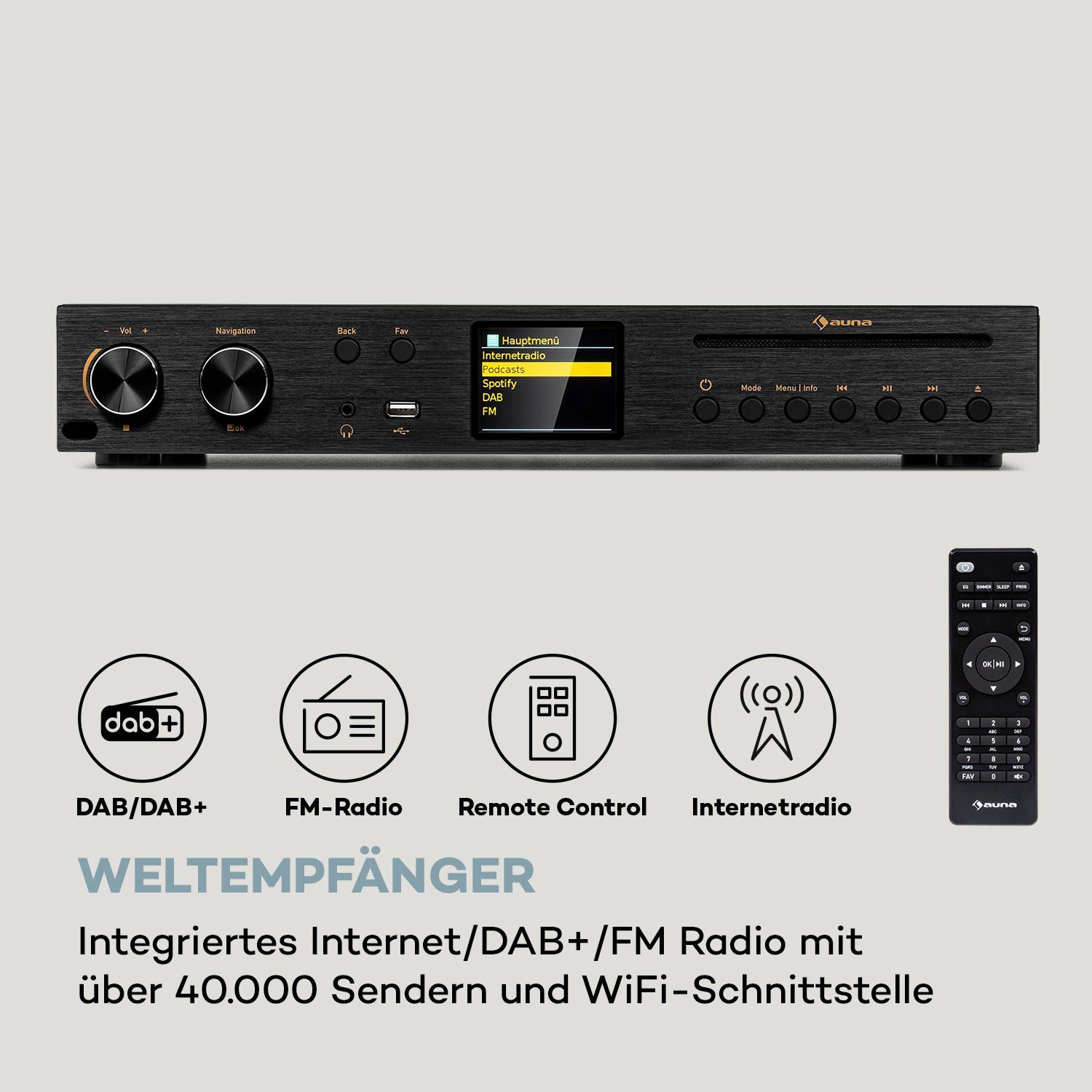 Auna Black Star Audioverstärker (60 W, Digital Audio Bluetooth Verstärker HiFi Stereo Amplifier Multikanal)