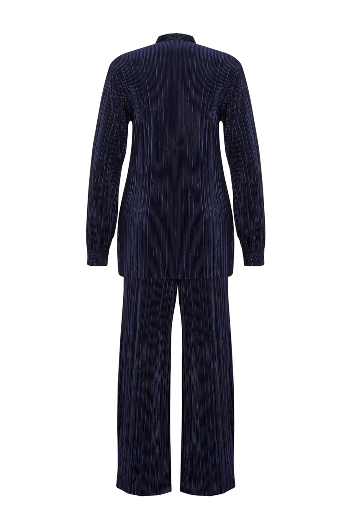 Trendyol Modest  Marineblaues, plissiertes Strick-Ober- und Unterteil-Set TCTSS24US00040
