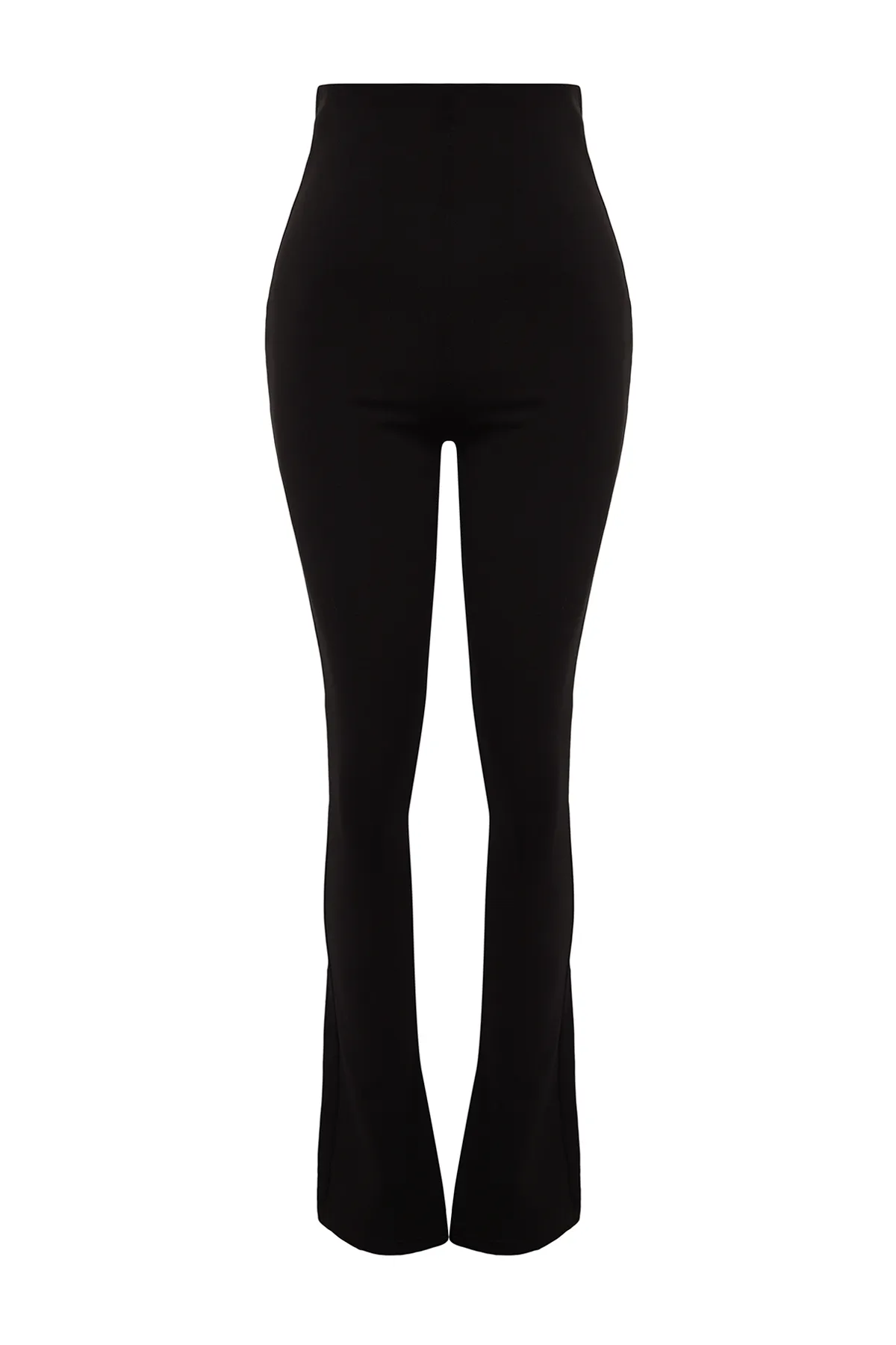 Trendyol Collection  Schwarze Interlock-Strick-Leggings mit Innenschlitz und hoher Taille TWOAW24PL00122