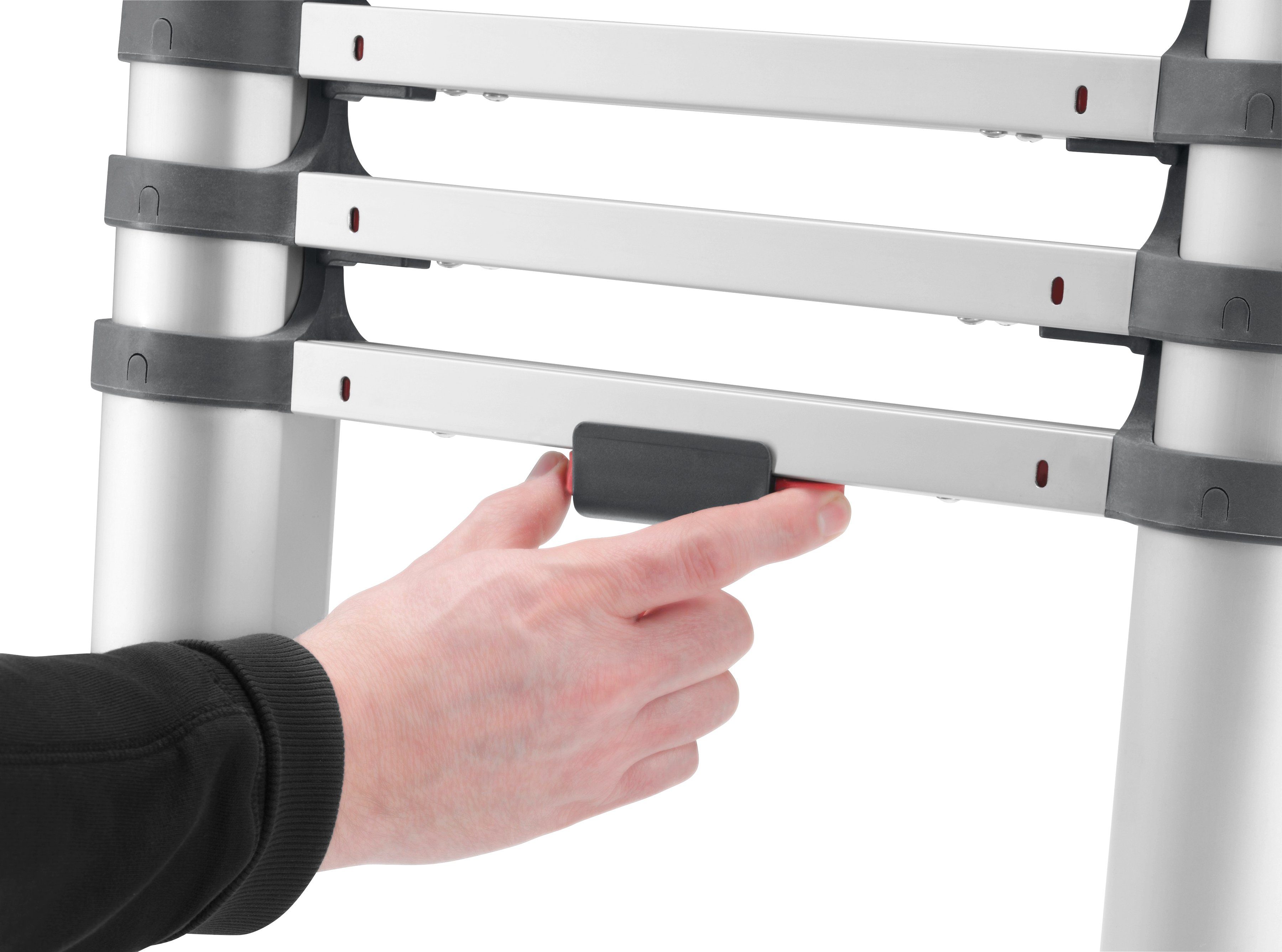 Hailo Teleskopleiter FlexLine, Alu-Sicherheits-Teleskopleiter 11 Sprossen