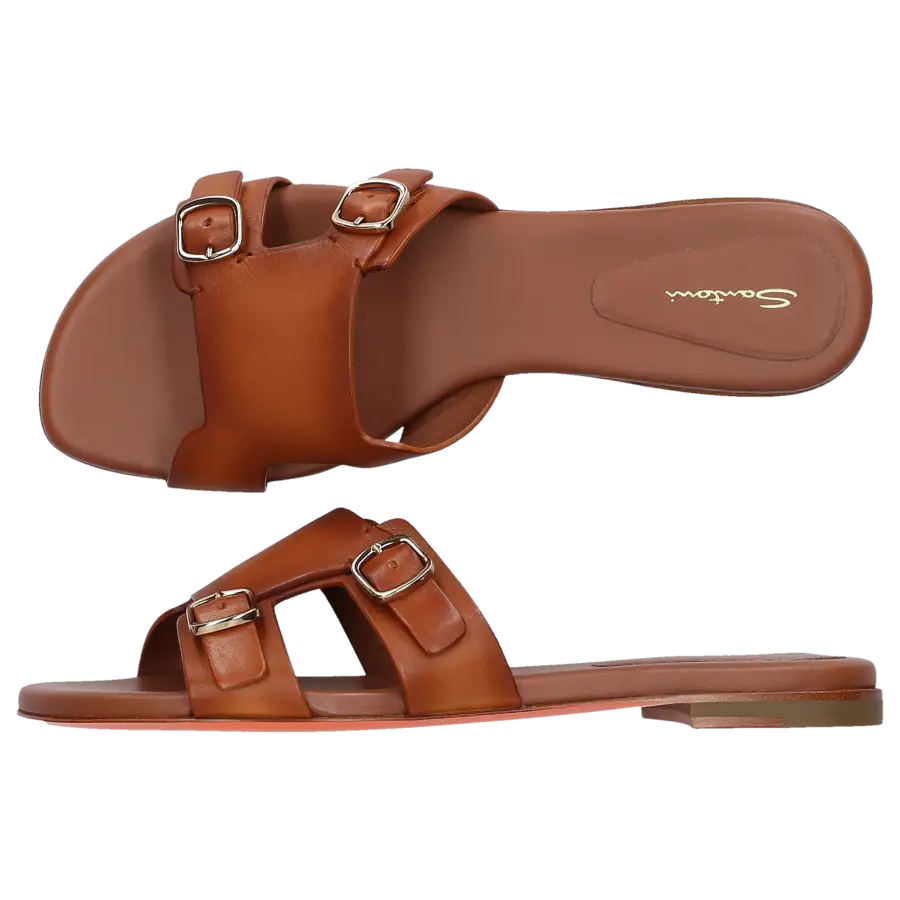 Santoni - Pantoletten 70071 Kalbsleder - braun