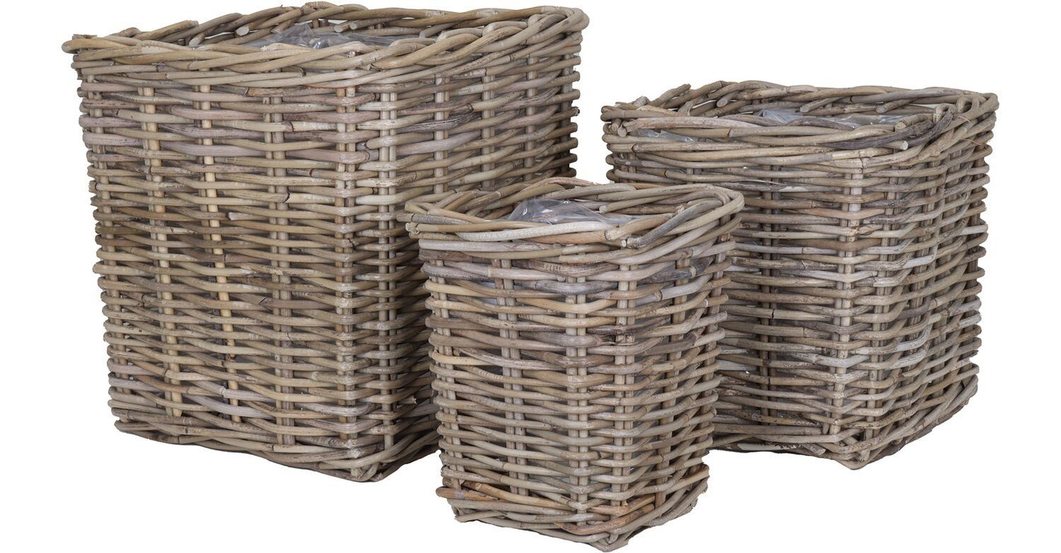 tegawo Weidenkorb Naturrattan Pflanz- und Aufbewahrungskorb, eckig, natur-grau