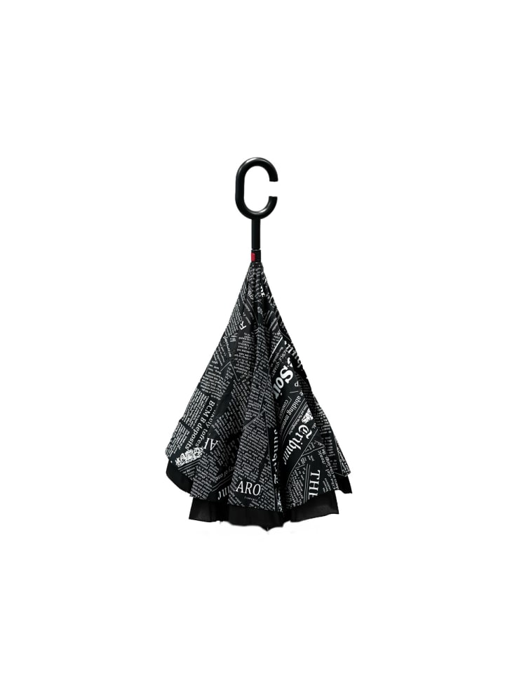 COFI 1453 Stockschirm mit Motiven Pongee mit c-förmigen Plastikgriff in Schwarz günstig kaufen 108