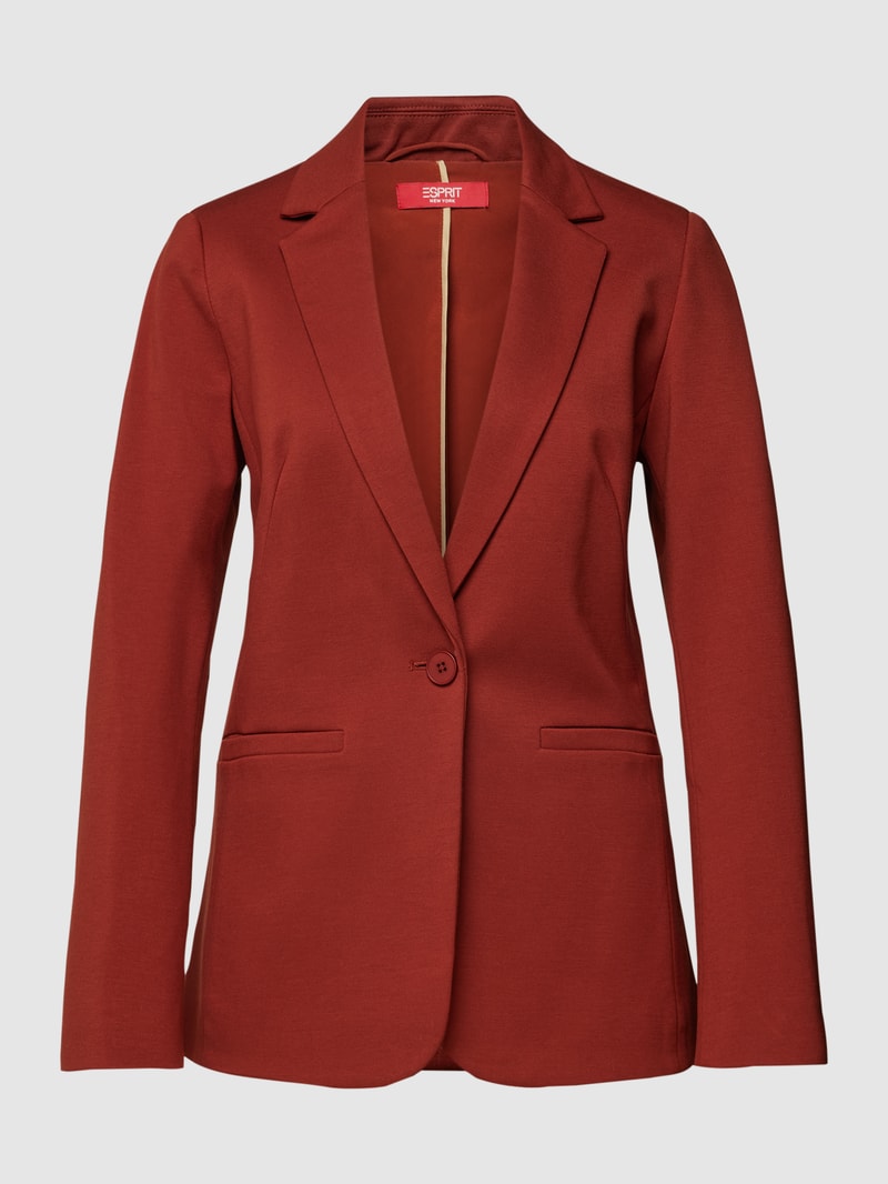 Blazer in unifarbenem Design mit Knopfverschluss in rostrot