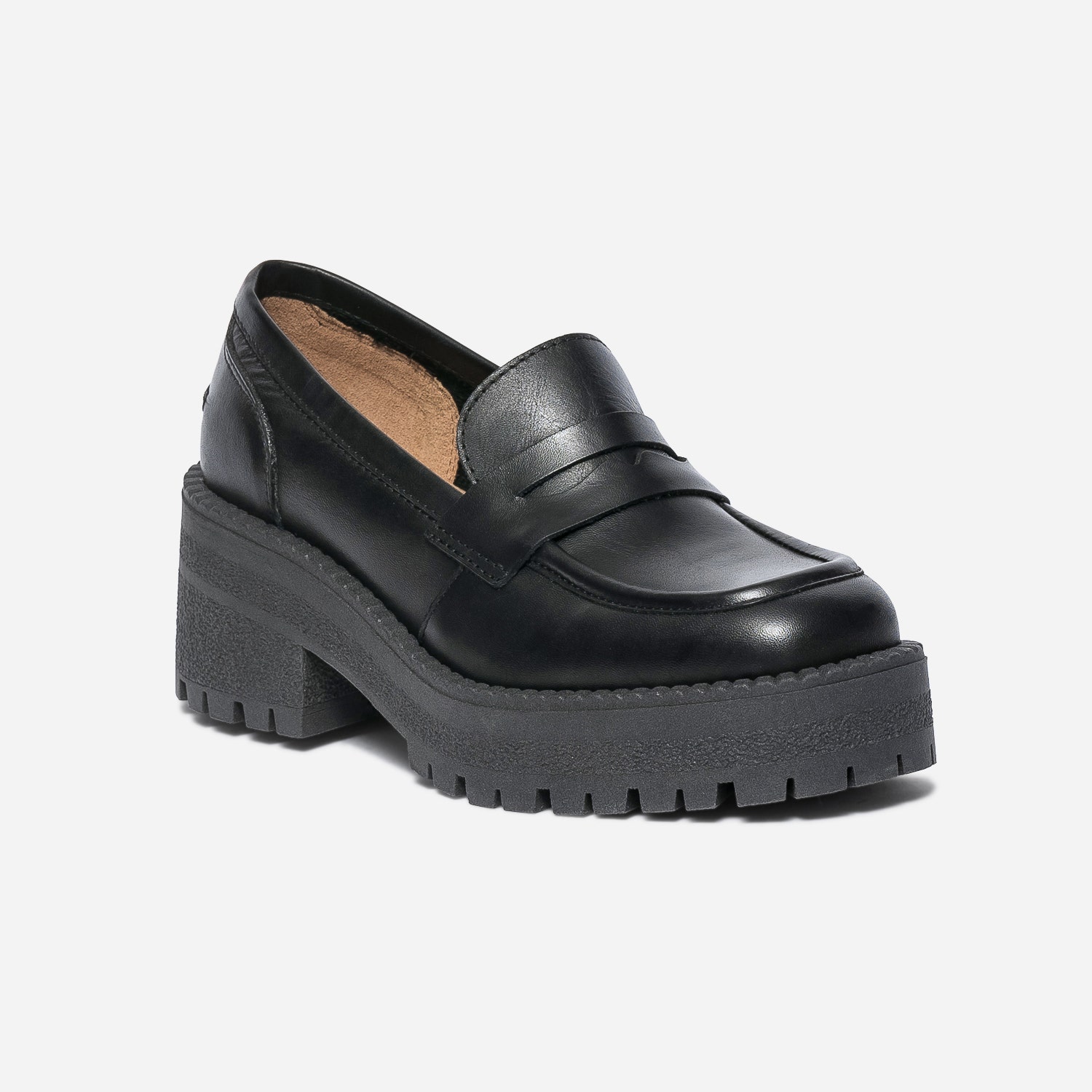 Mocassin TEXTO noir éco-conçu cuir à maxi semelle