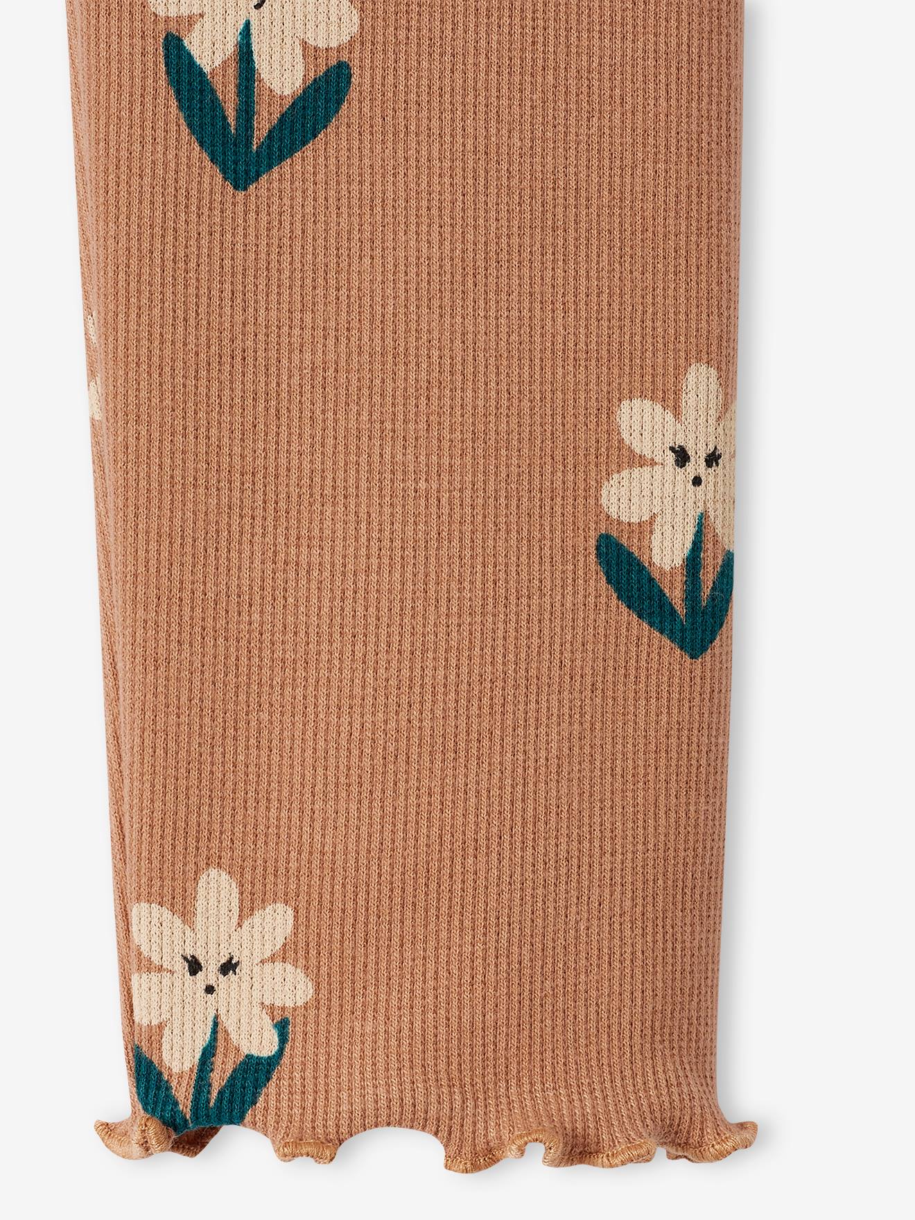 Legging imprimé en maille côtelée fille marine