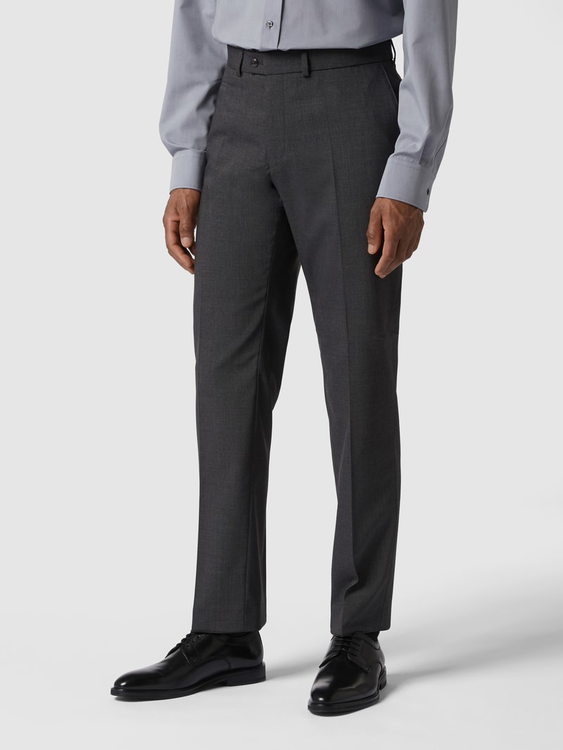 Regular Fit Hose aus Schurwoll-Mix mit Stretch-Anteil Modell 'Enrico' in mittelgrau meliert