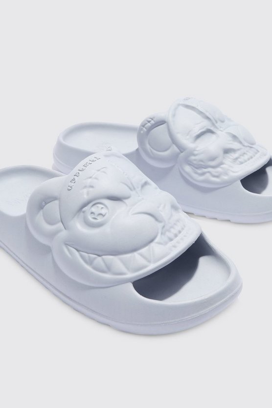 Perforierte Slides mit Evil Teddy Print