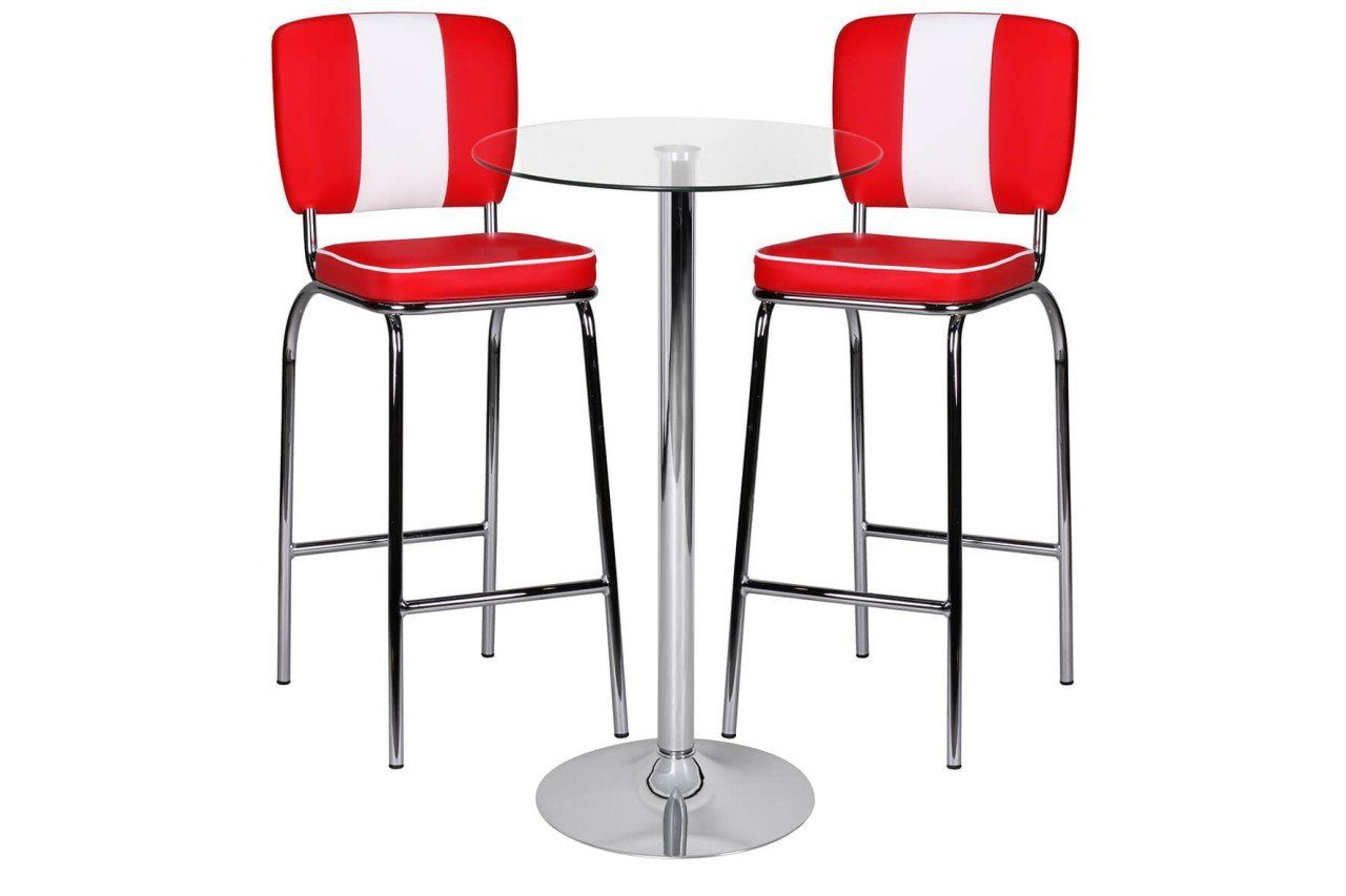 tinkaro Stehtisch ANDRIN Glas Bistrotisch Silber