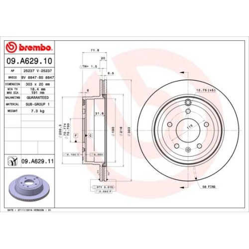 09.A629.11 BREMSSCHEIBE BREMBO HA  VP2 - ATU