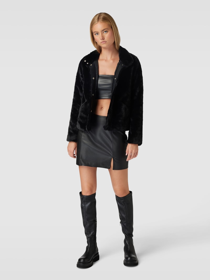 Jacke mit Kunstfell Modell 'VIDA' in schwarz