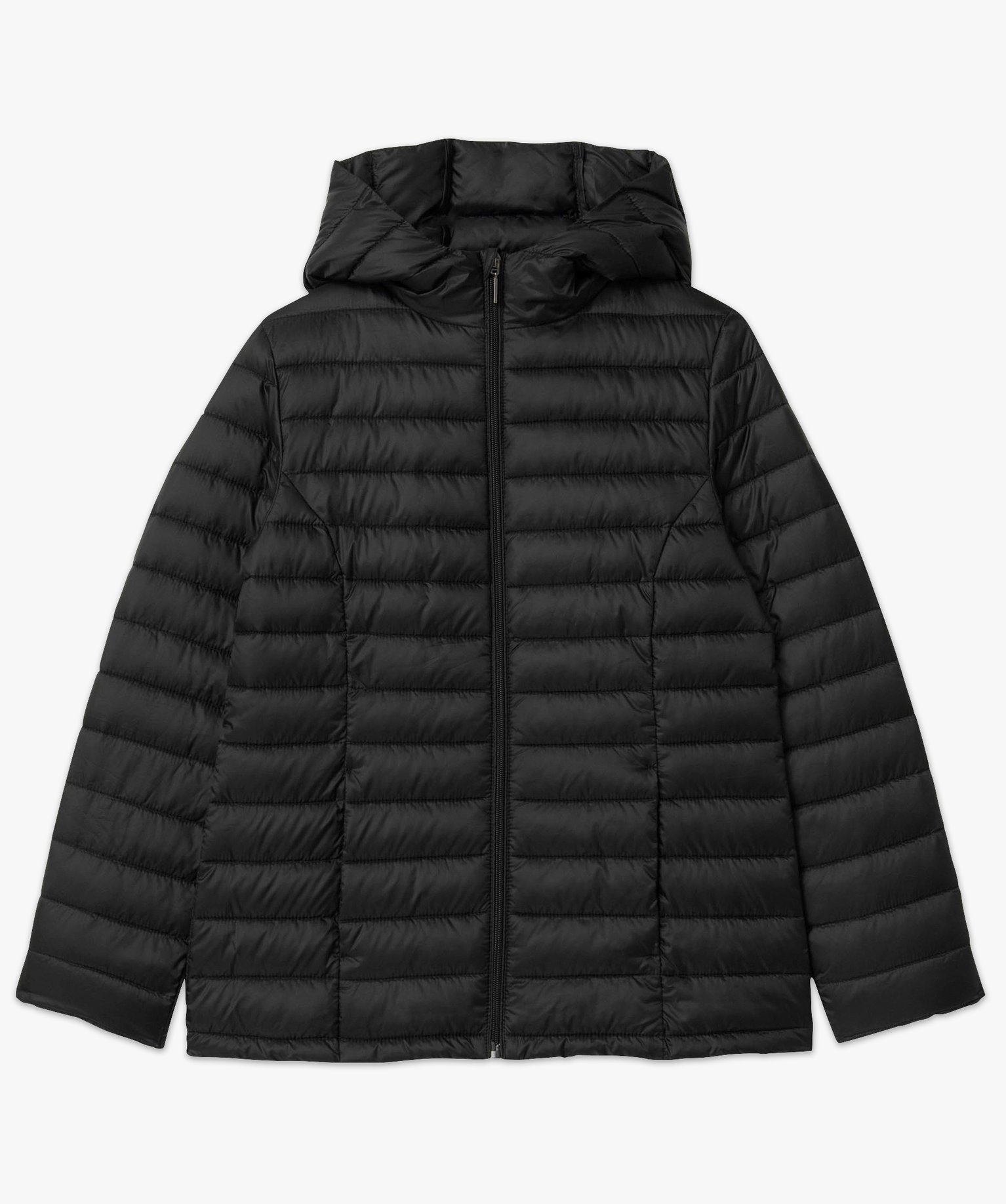 Doudoune à capuche rembourrage fin femme avec pochette noir | GEMO