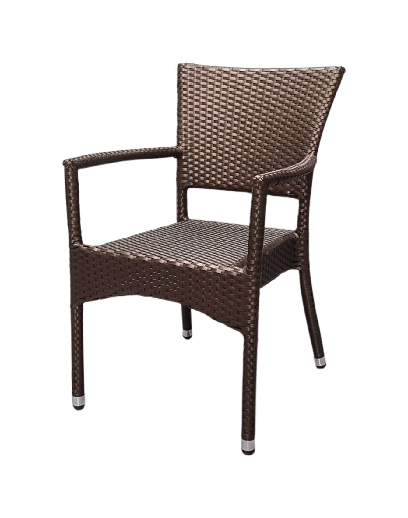 Konway Stapelstuhl ROM (4 St), 4x KONWAY® ROM Stapelsessel Mokka Premium Polyrattan Sessel