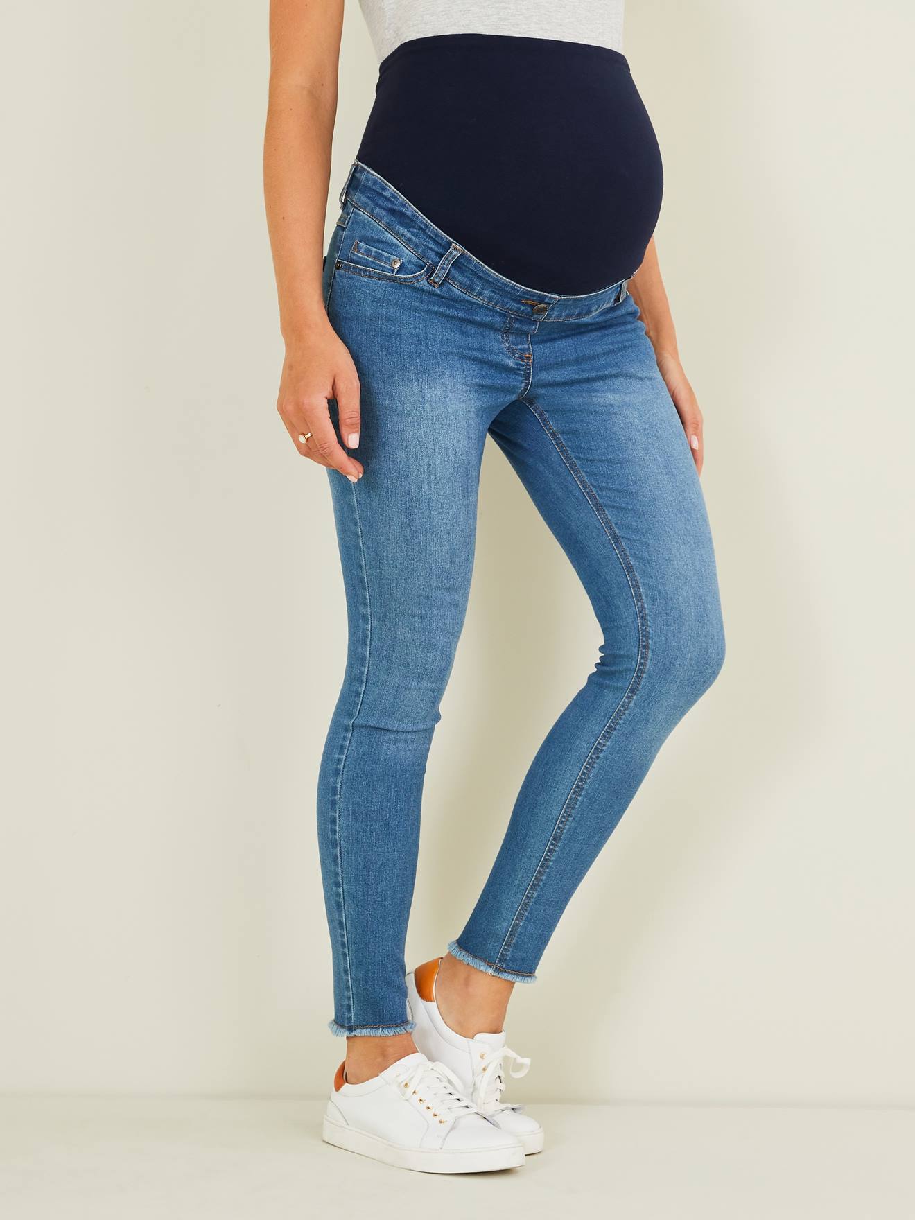 Jean skinny effiloché denim bleached