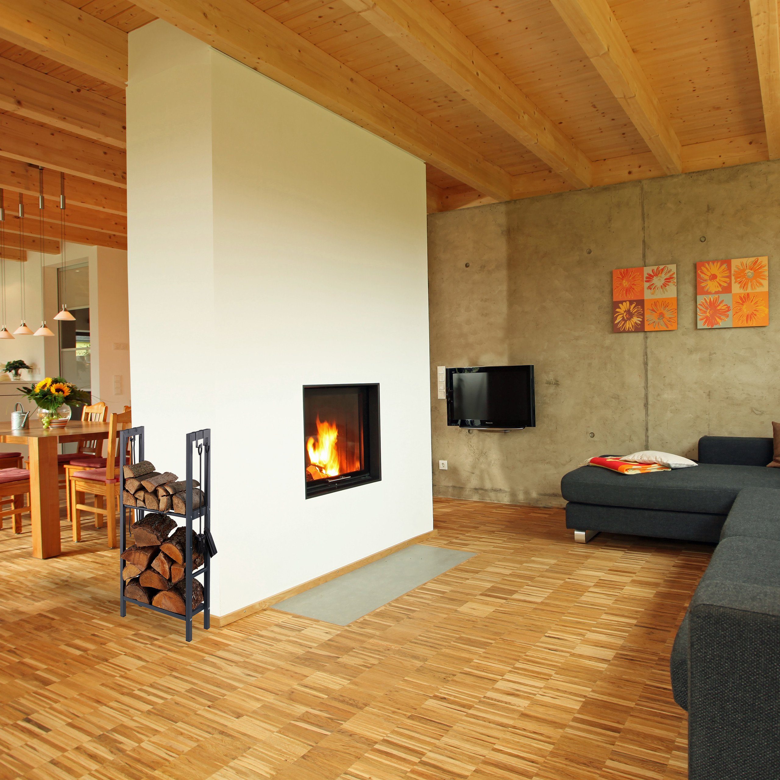 relaxdays Kaminholzregal Kaminholzregal mit 2 Ablagen, BxTxH:40x30x100 cm, 100 x 40 x 30 cm