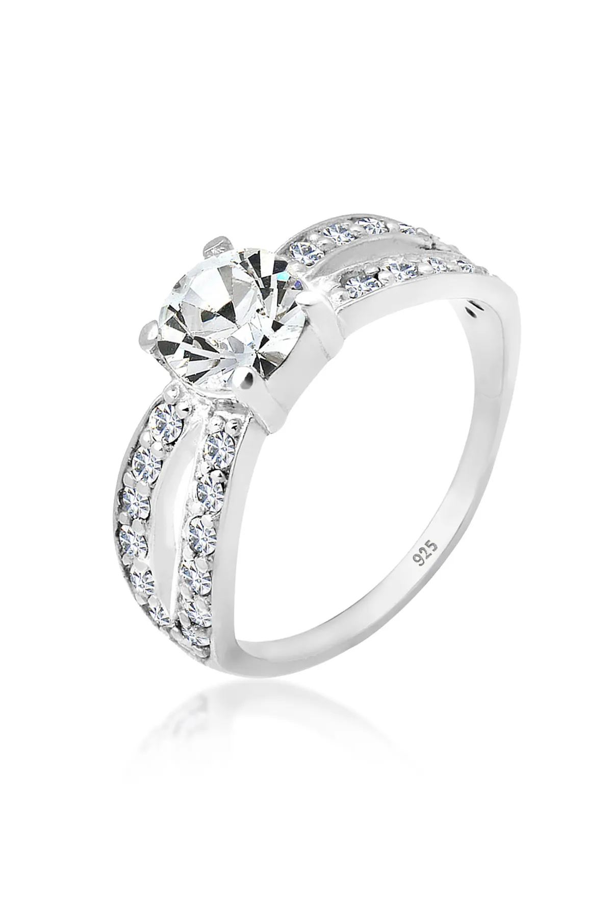ELLI  Ring Solitär Glamourös Kristall 925 Silber