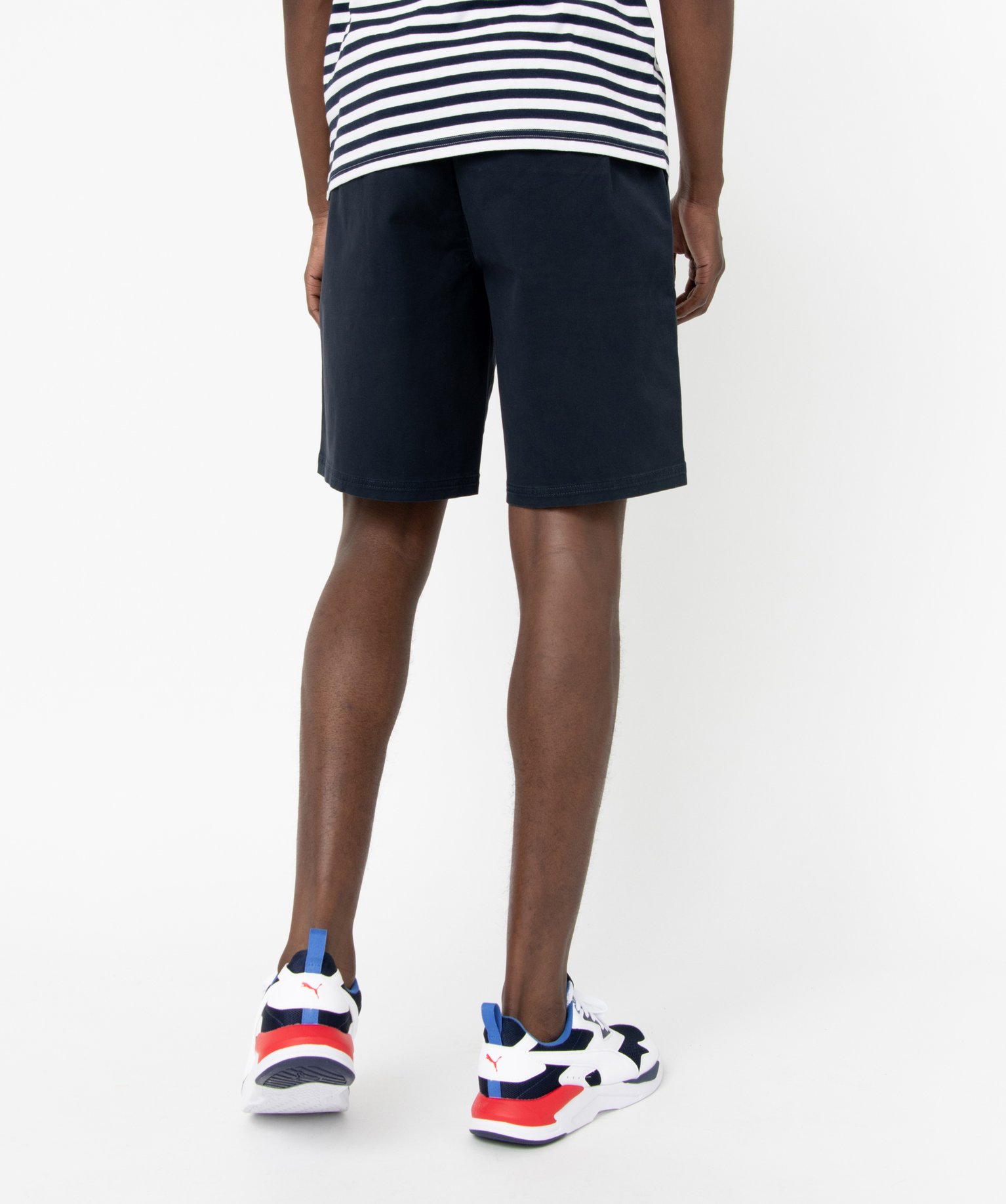 Bermuda en toile uni avec ceinture ajustable homme bleu fonce | GEMO