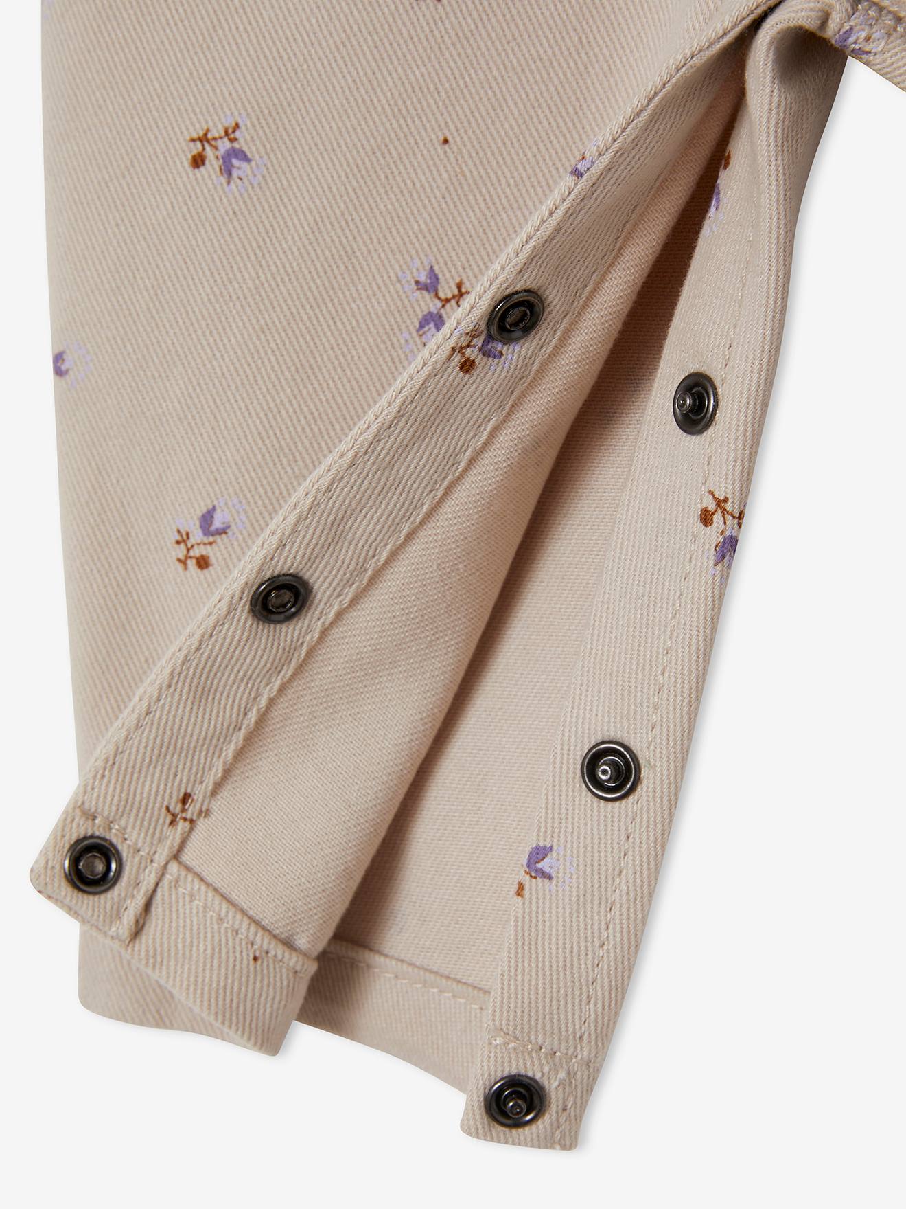 Ensemble combinaison et blouse bébé taupe clair imprimé