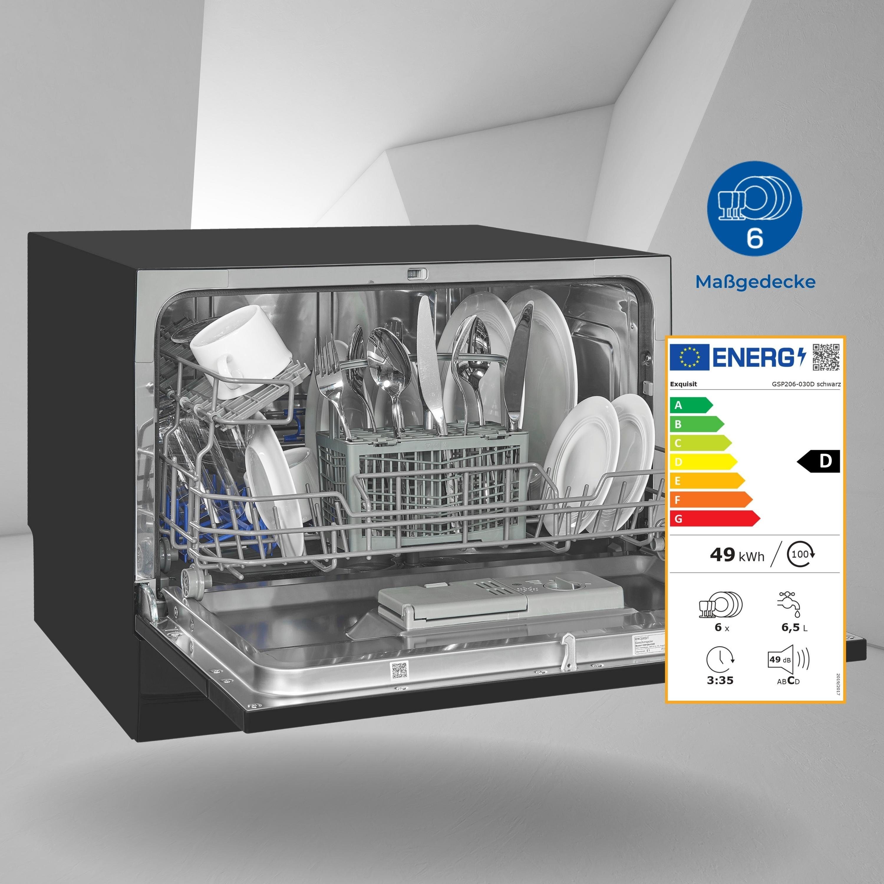 exquisit Tischgeschirrspüler, GSP206-030D, 6 Maßgedecke, kompakt und Platzsparend, ideal für kleine Küchen