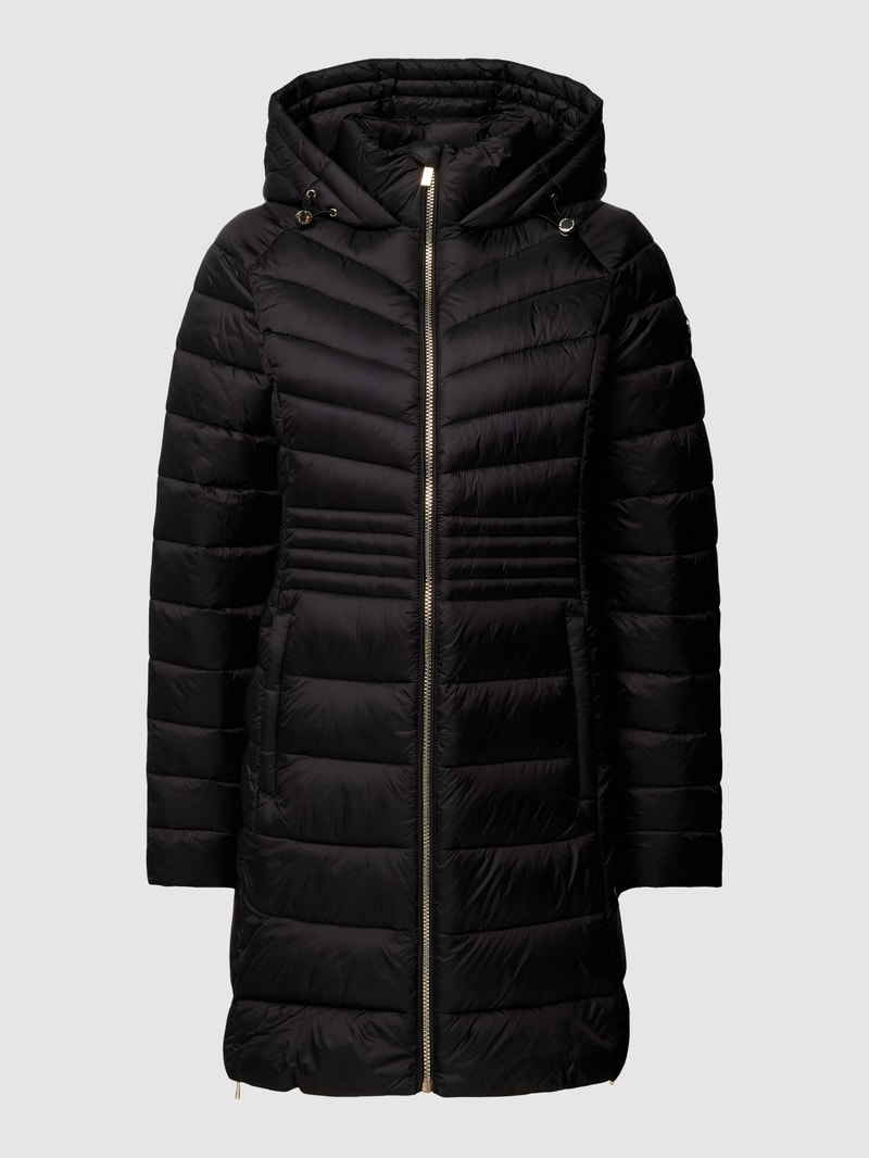 Steppjacke mit Kapuze Modell 'LONG LINE' in schwarz