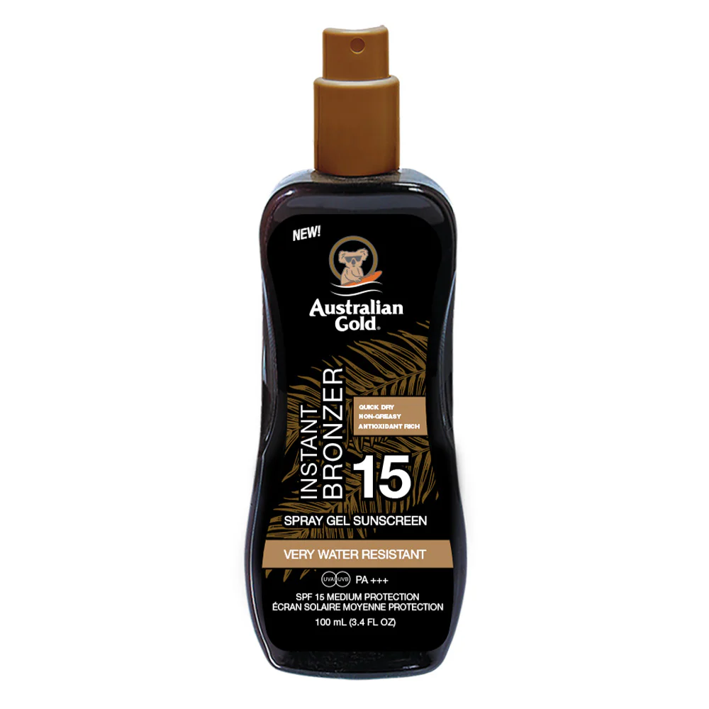 Gel za instant bronzer u spreju sa zaštitnim faktorom od sunca SPF15 - putna veličina - gel za tijelo sa srednjom zaštitom od sunca.