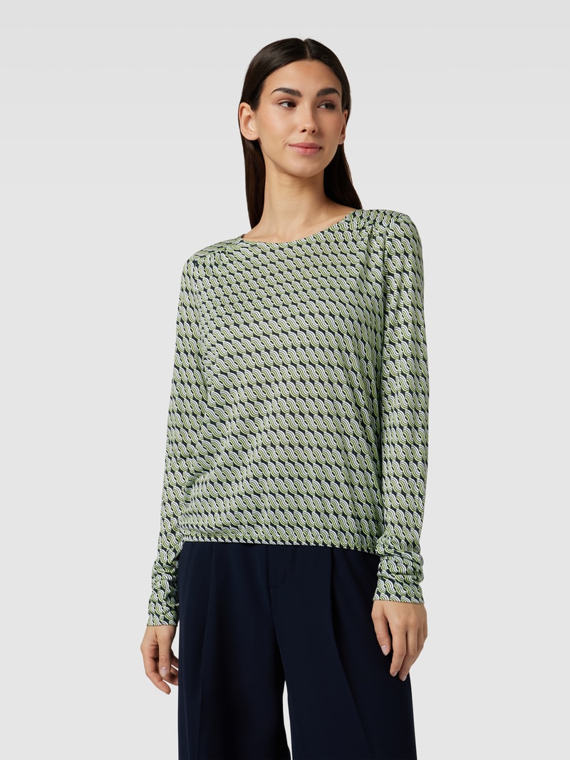 Longsleeve mit Allover-Muster Modell 'Sutha' in hellgrün