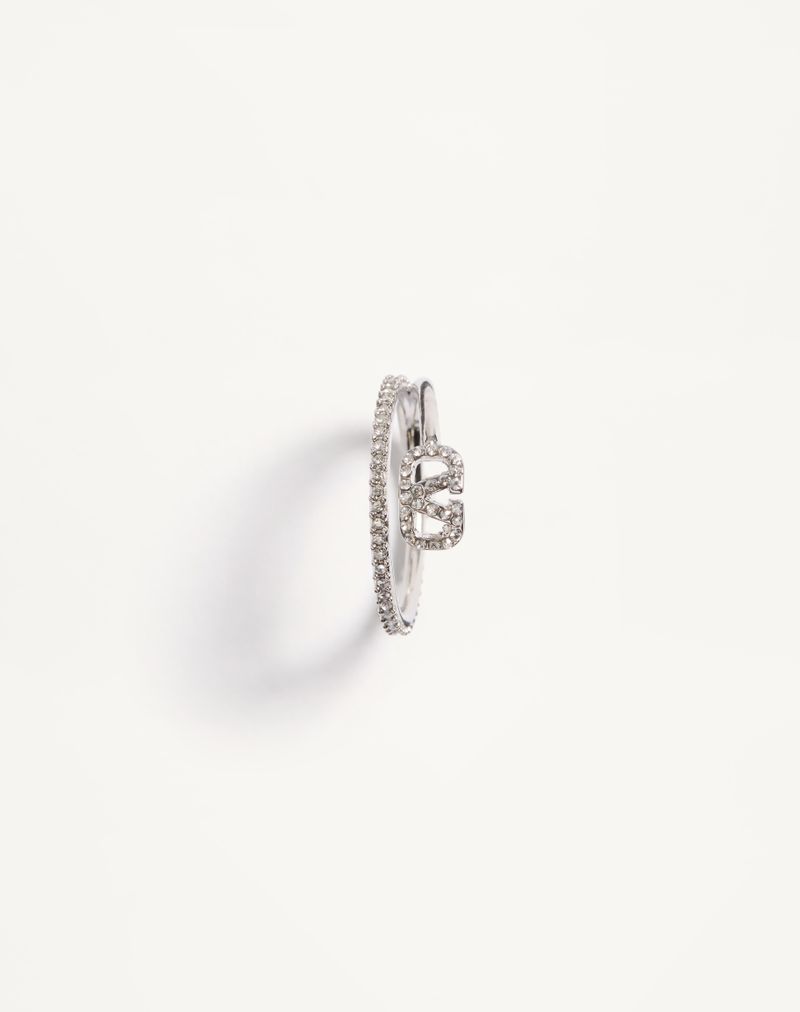 VLogo signaturring i metal og Swarovski®-krystaller