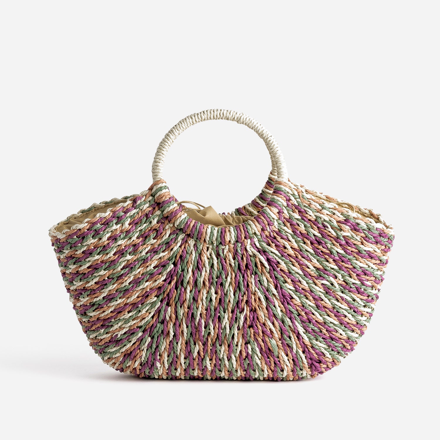 Panier TEXTO écru, terracotta, kaki, prune