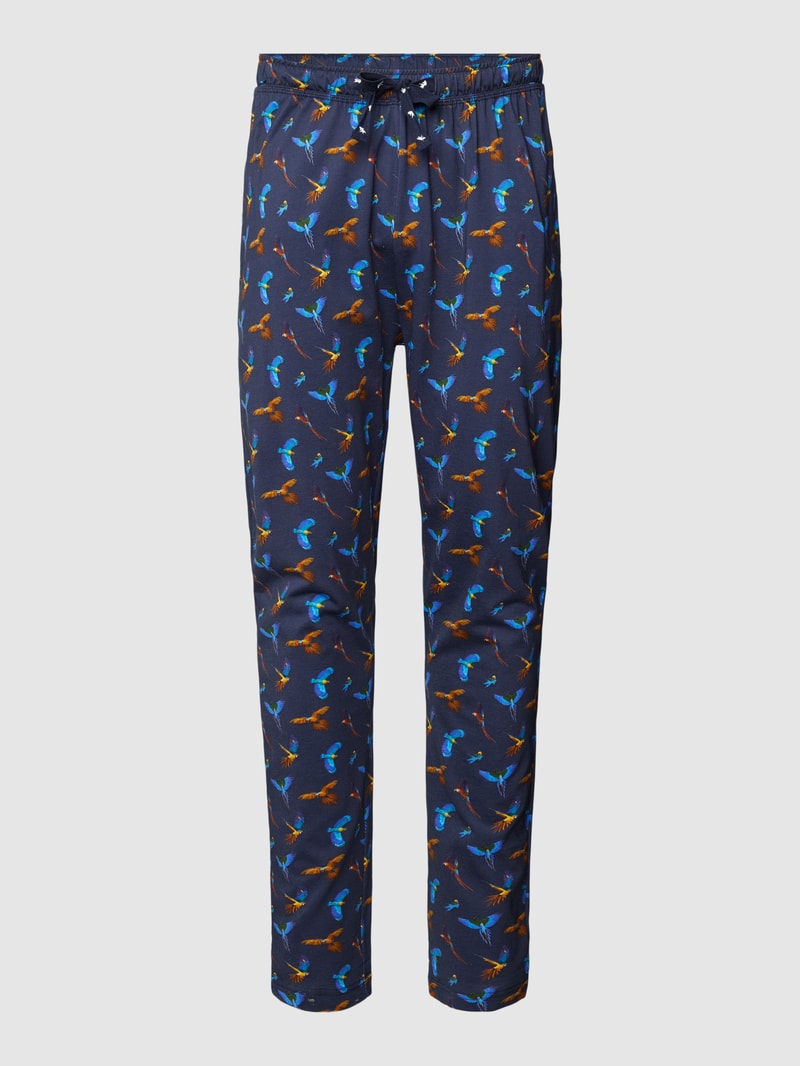 Pyjama-Hose mit Allover-Muster in gelb