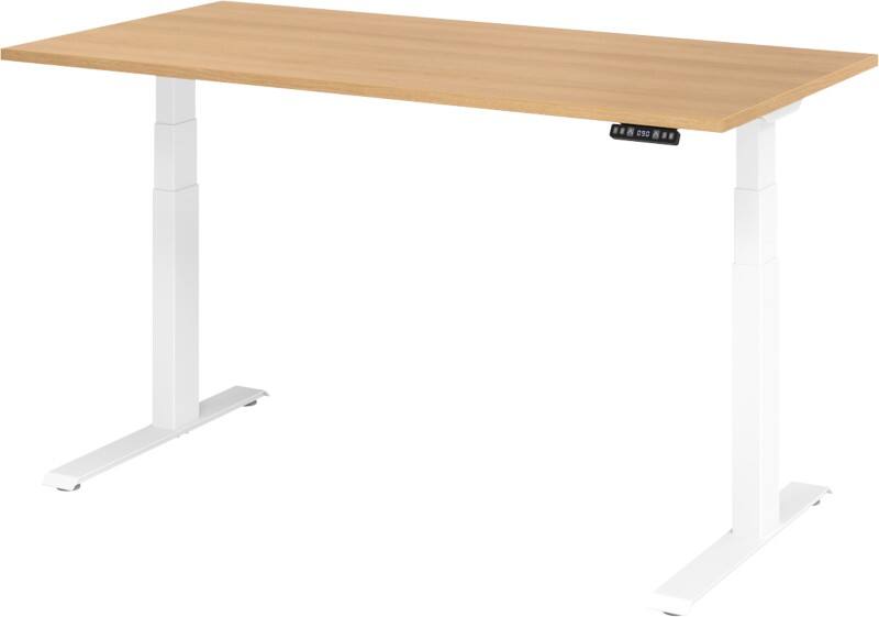 Hammerbacher Sitz-Steh-Arbeitsplatz XDKB16 1.600 x 800 x 1.290 mm Eiche, Weiß