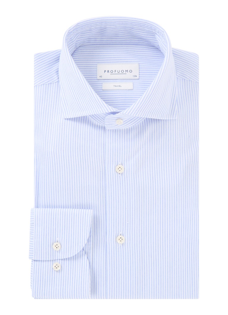 Camisa Profuomo slim fit sem necessidade de passar, com estampa listrada.