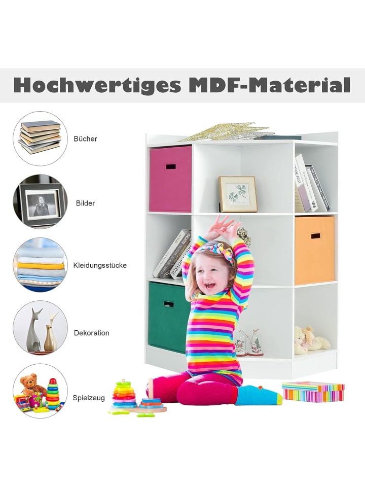 COSTWAY 3-stöckiges Eckregal in Weiß günstig kaufen 61 cm