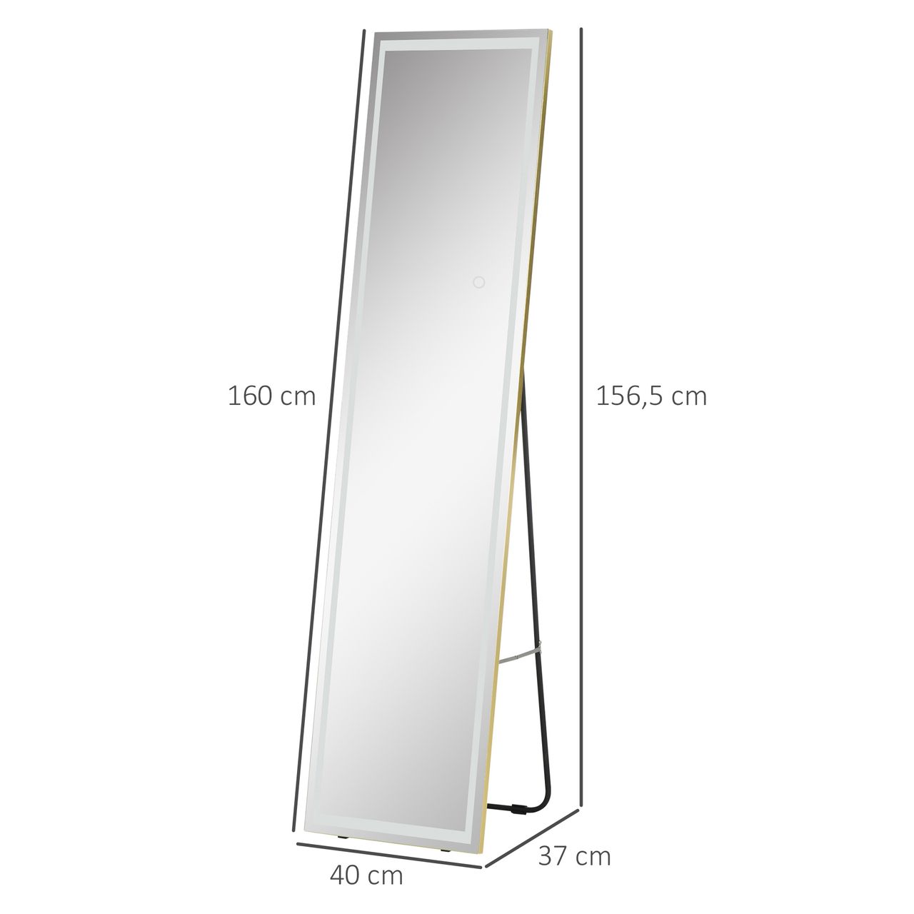HOMCOM 2 in 1 Standspiegel, Wandspiegel, Ganzkörperspiegel mit LED-Beleuchtung
