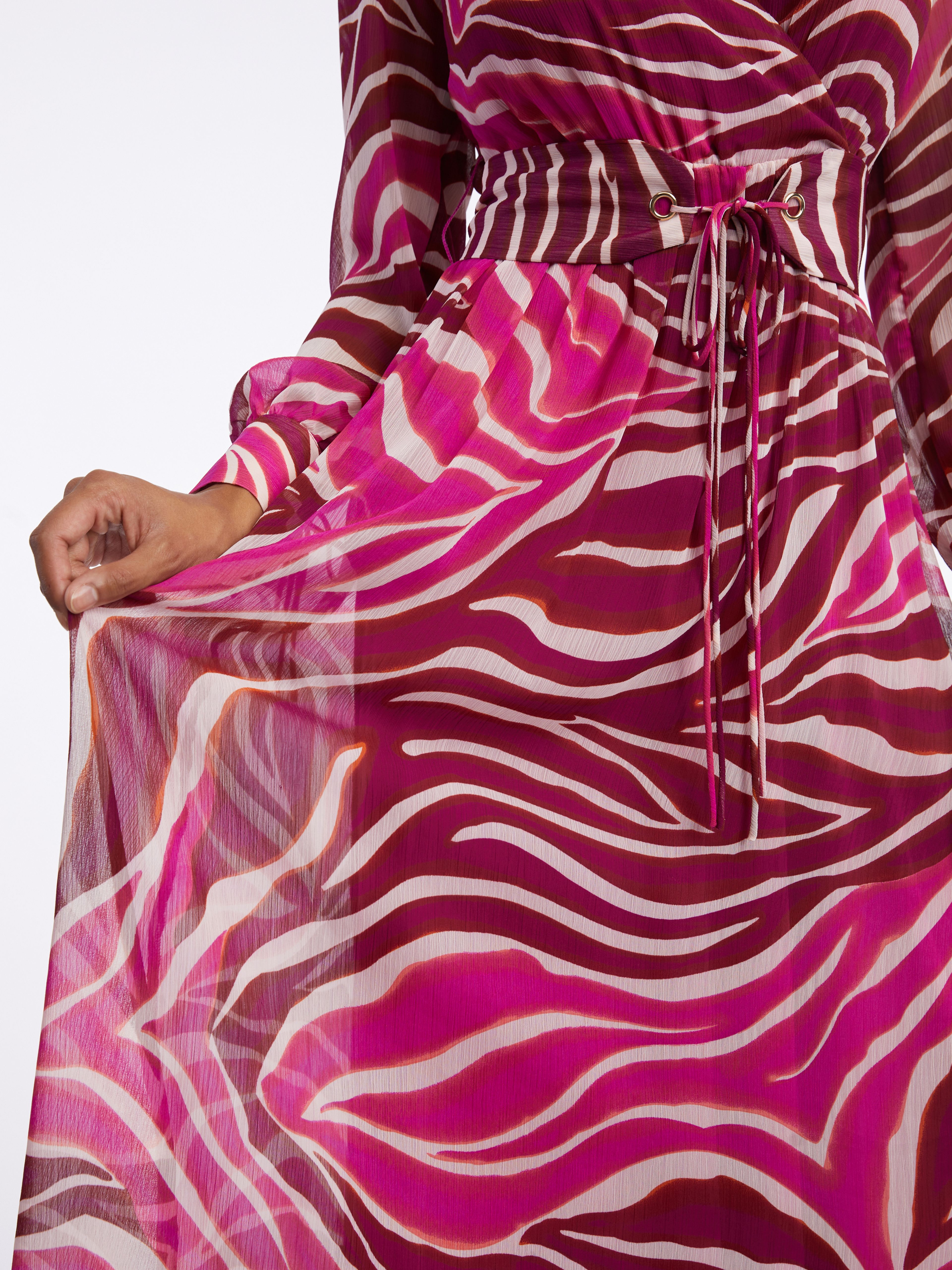 Burgunderrot und rosa gemustertes Maxikleid Damen ORSAY