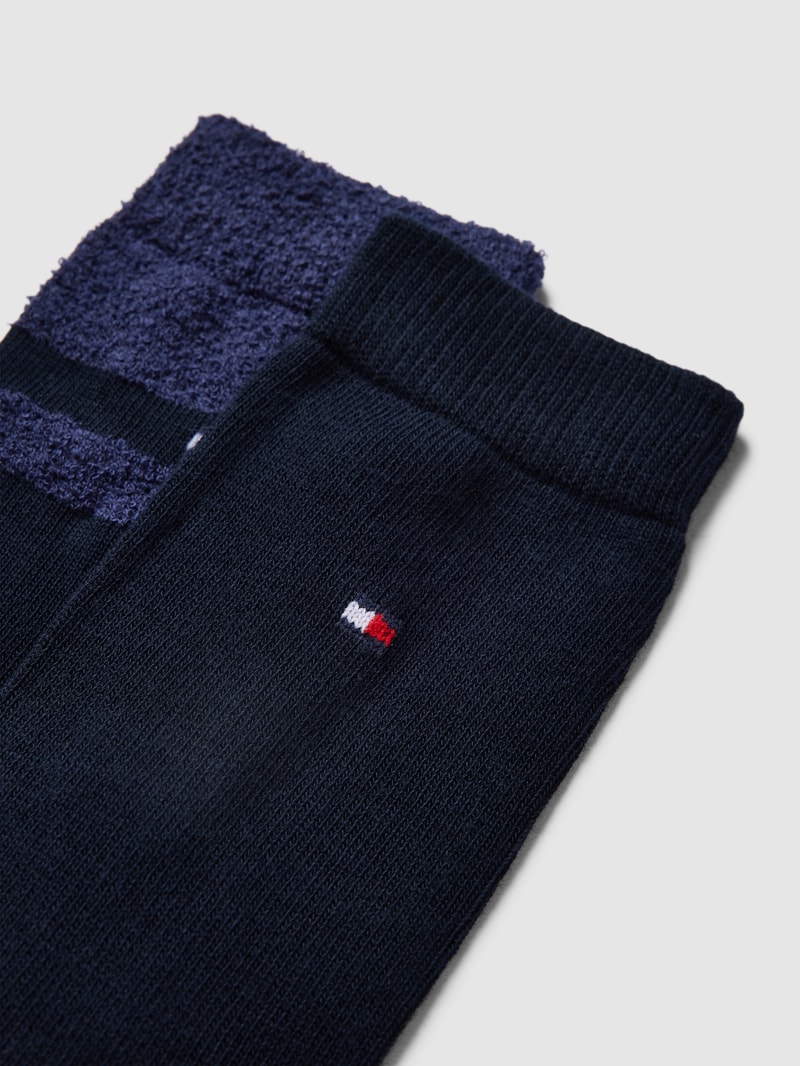 Socken mit Label-Stitching im 2er-Pack in marineblau