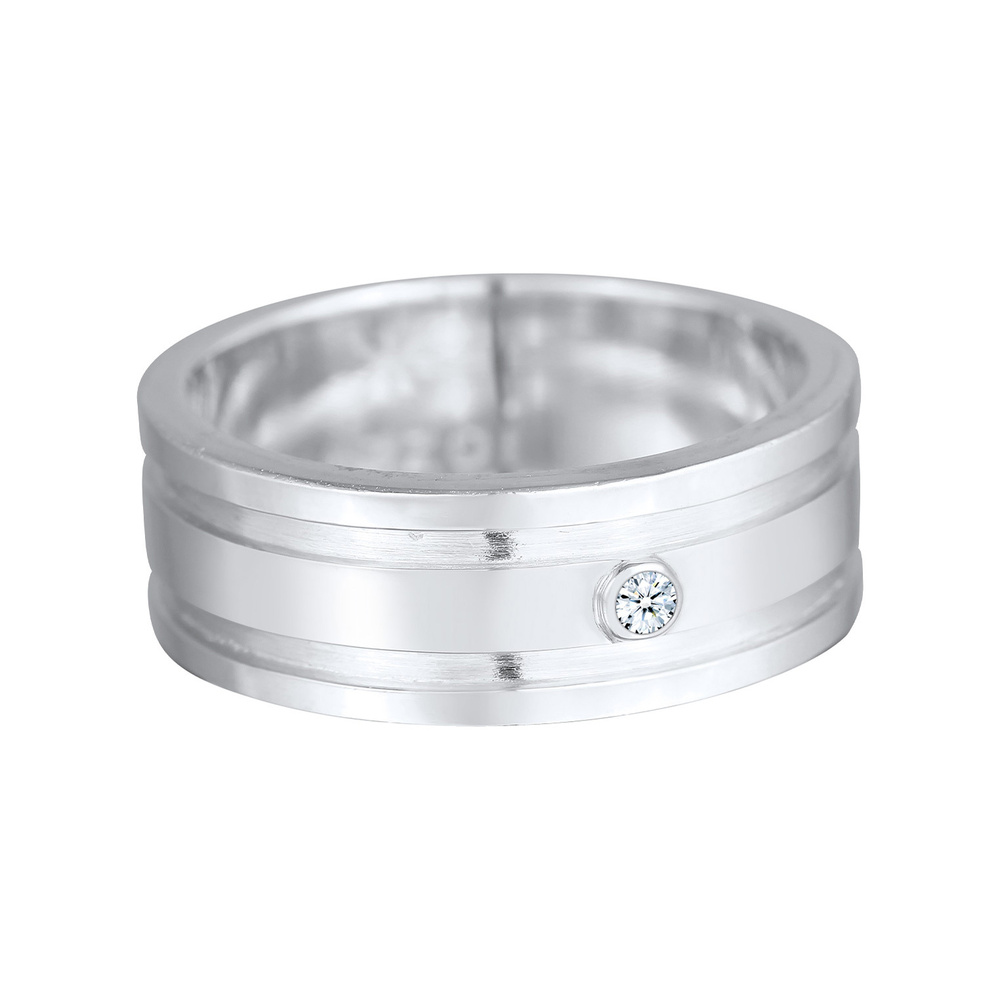 KUZZOI KUZZOI Bague Bracelet pour homme massif avec diamant (0.03 ct.) en argent sterlin Bague