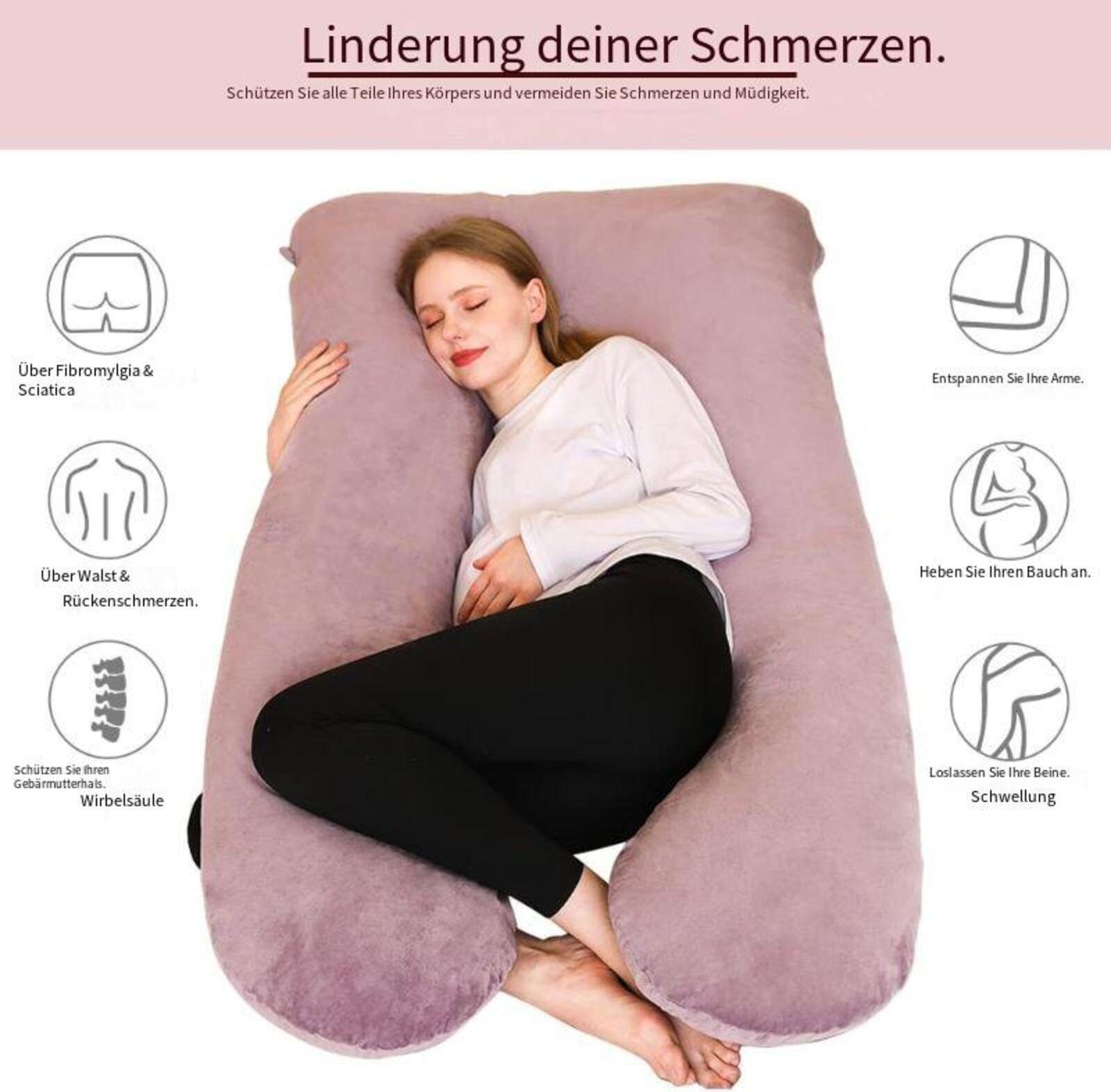 Devenirriche Seitenschläferkissen Schwangerschaftskissen U Form, Seitenschläferkissen mit Bezug U Kissen