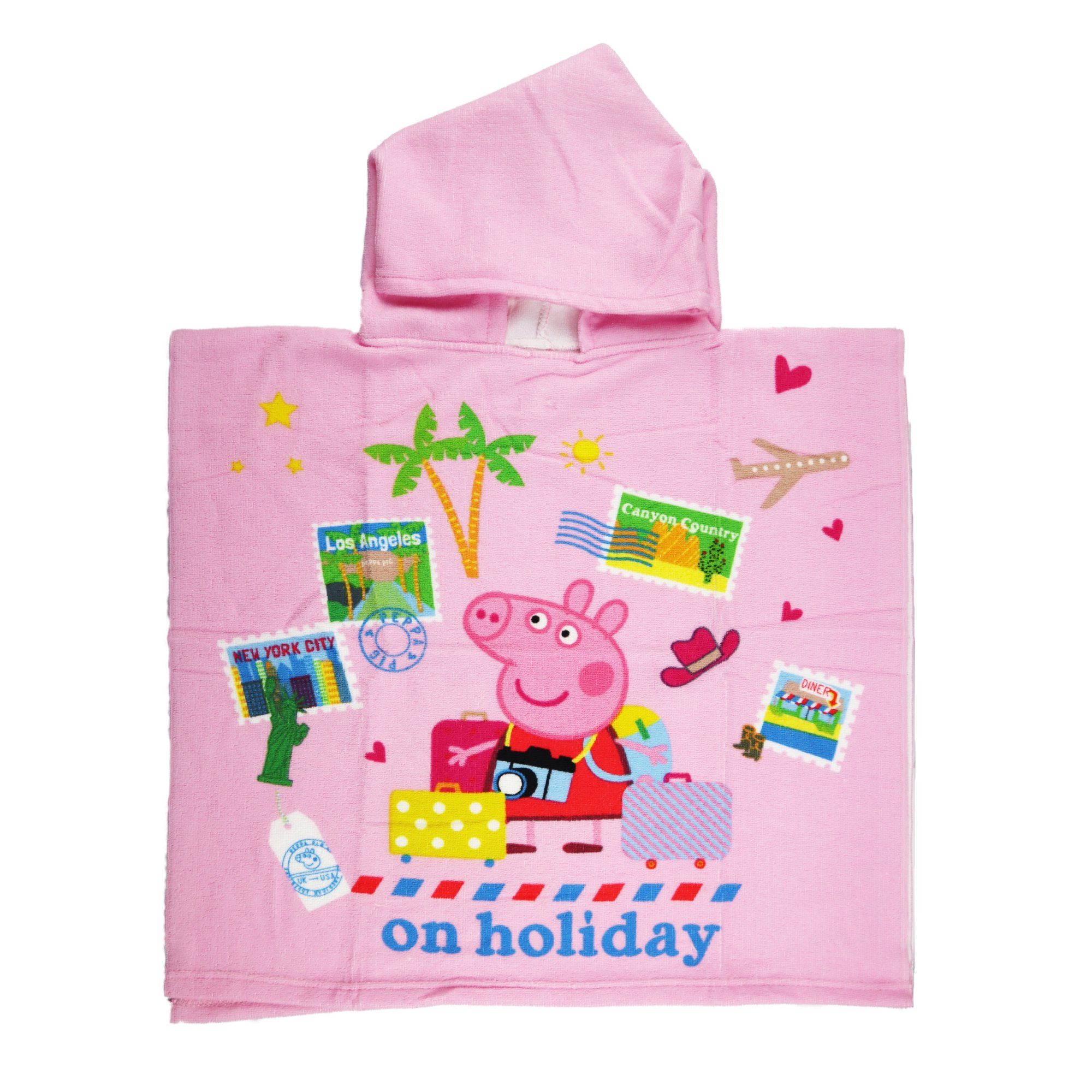 Peppa Pig Badeponcho Peppa Wutz Kinder Poncho, Mikrofaser, Kapuze